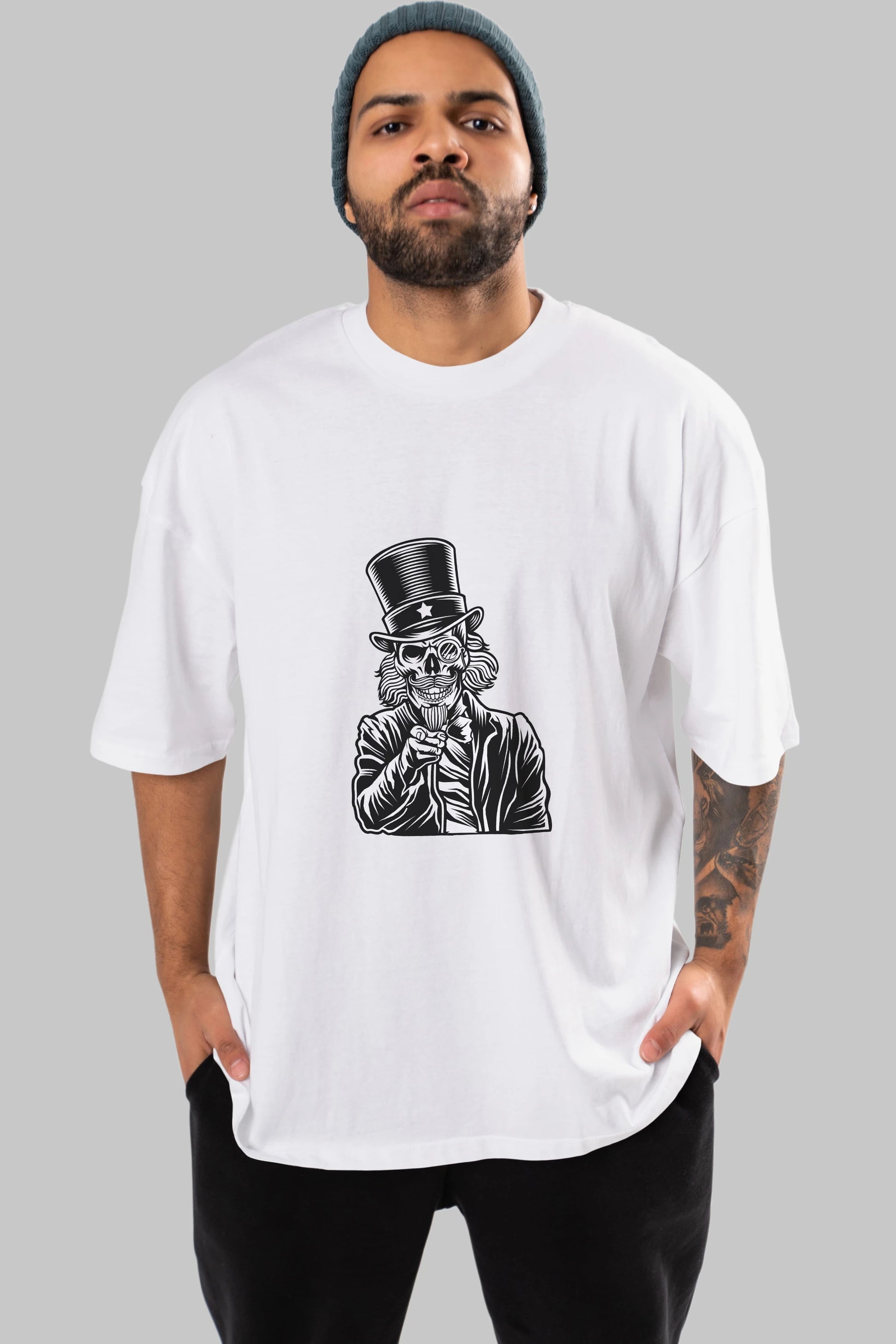 I Want You Skull Ön Baskılı Oversize t-shirt Erkek Kadın Unisex %100 Pamuk tişort