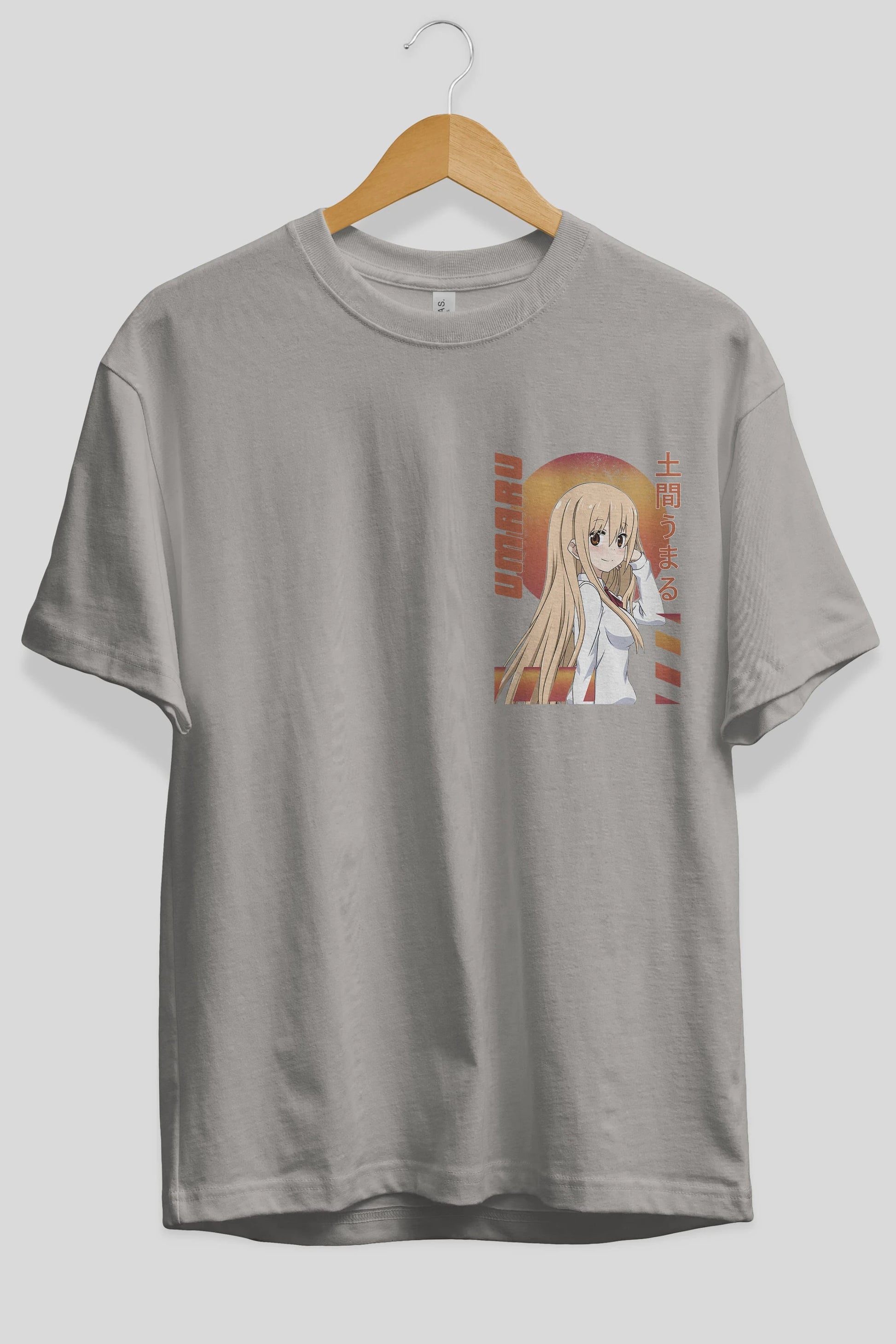 Umaru Doma 5 Ön Sol Baskılı Oversize t-shirt Erkek Kadın Unisex %100 Pamuk Bisiklet Yaka tişort