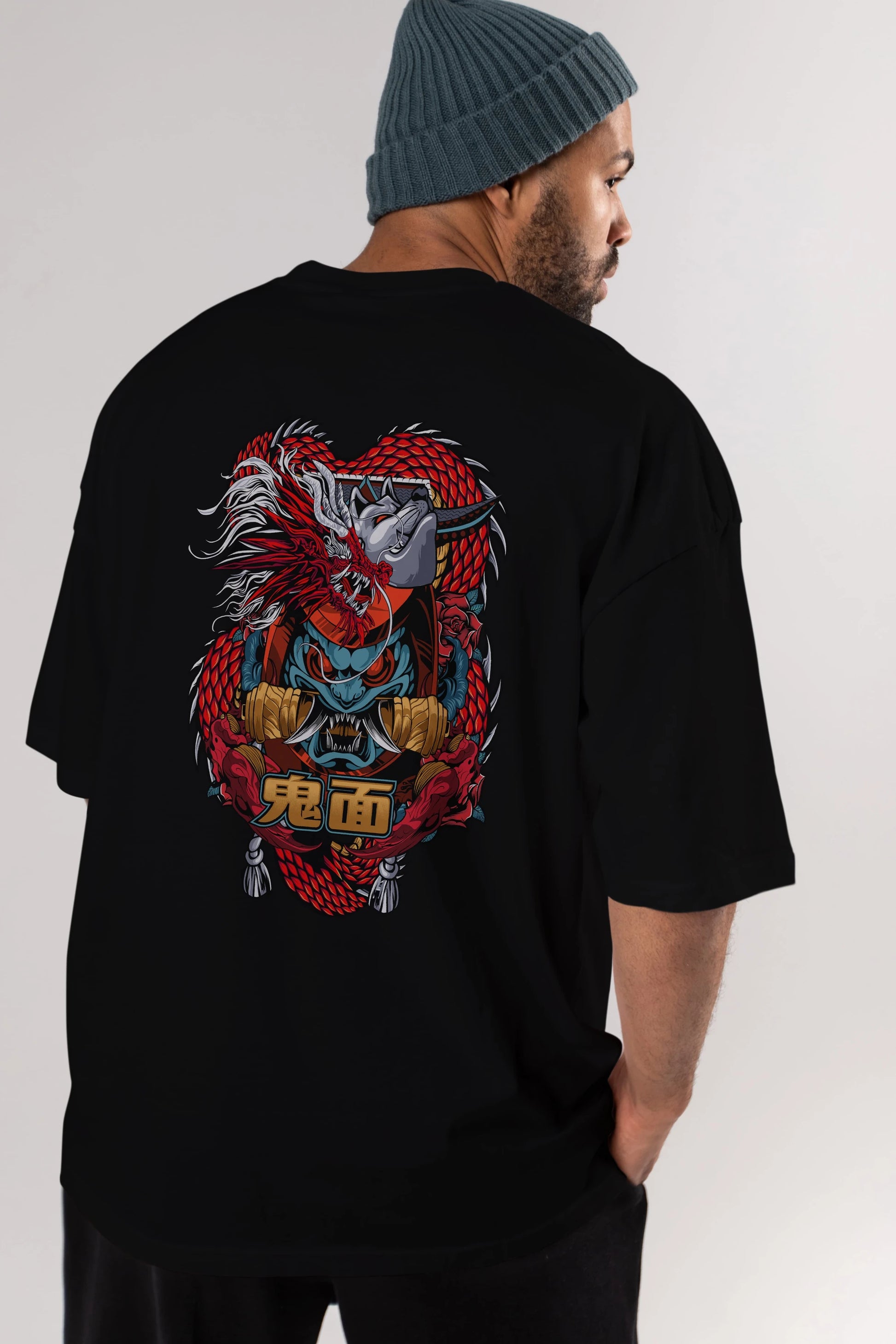 TRIBAL Anime Arka Baskılı Oversize t-shirt Erkek Kadın Unisex
