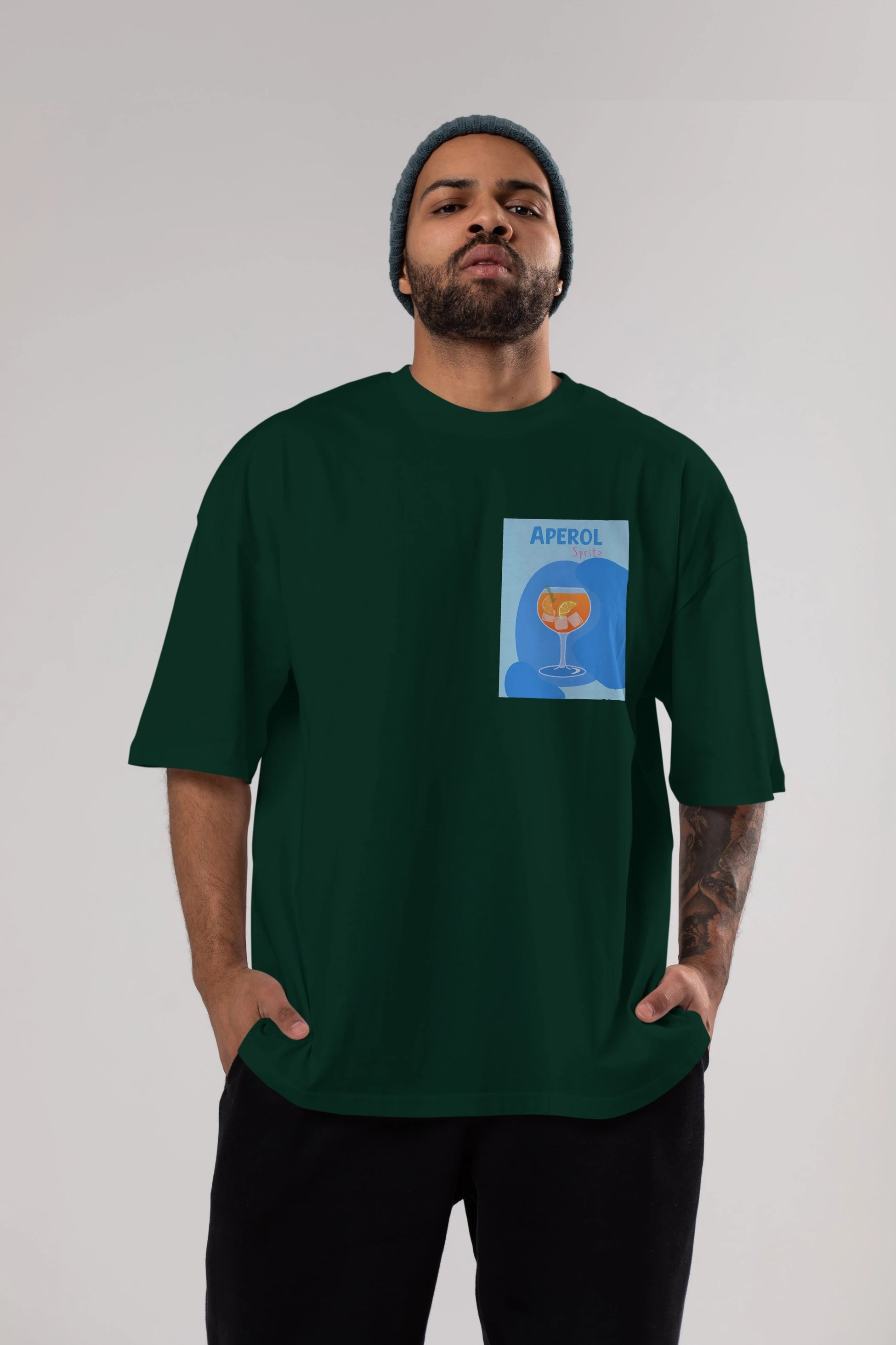 Aperol Spritz 10 Ön Sol Baskılı Oversize t-shirt Erkek Kadın Unisex %100 Pamuk Bisiklet Yaka tişort
