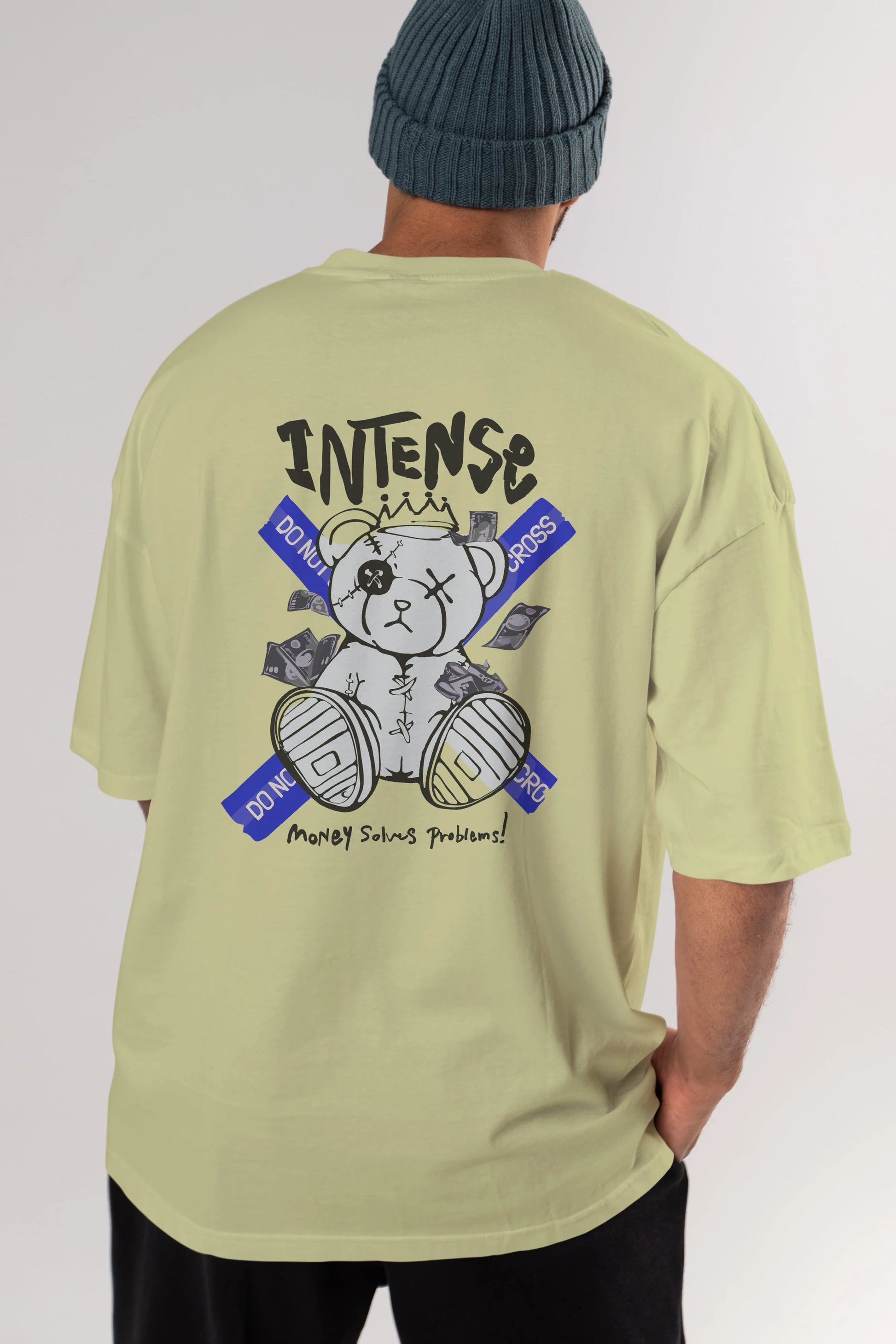 Teddy Bear intense Arka Baskılı Oversize t-shirt Erkek Kadın Unisex