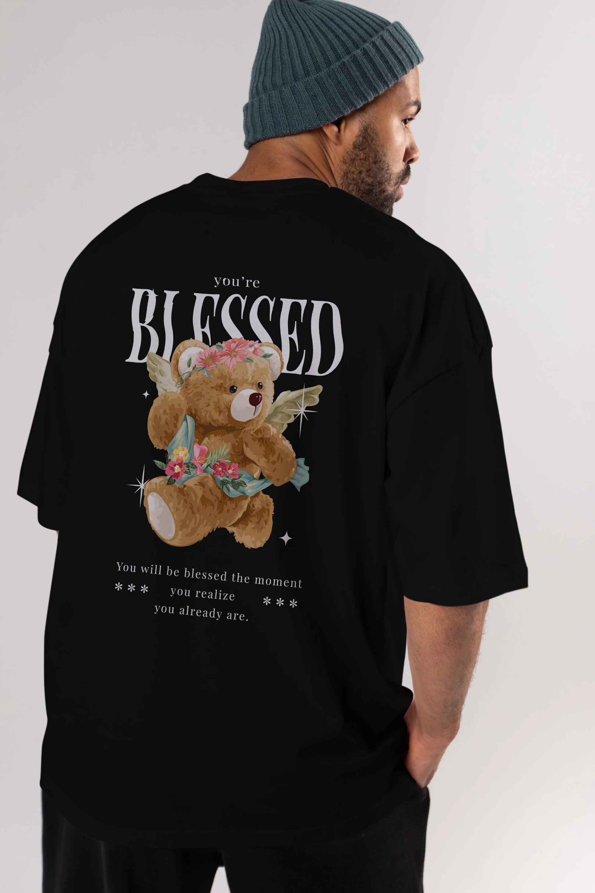 You are Blessed Bear Arka Baskılı Oversize t-shirt Erkek Kadın Unisex