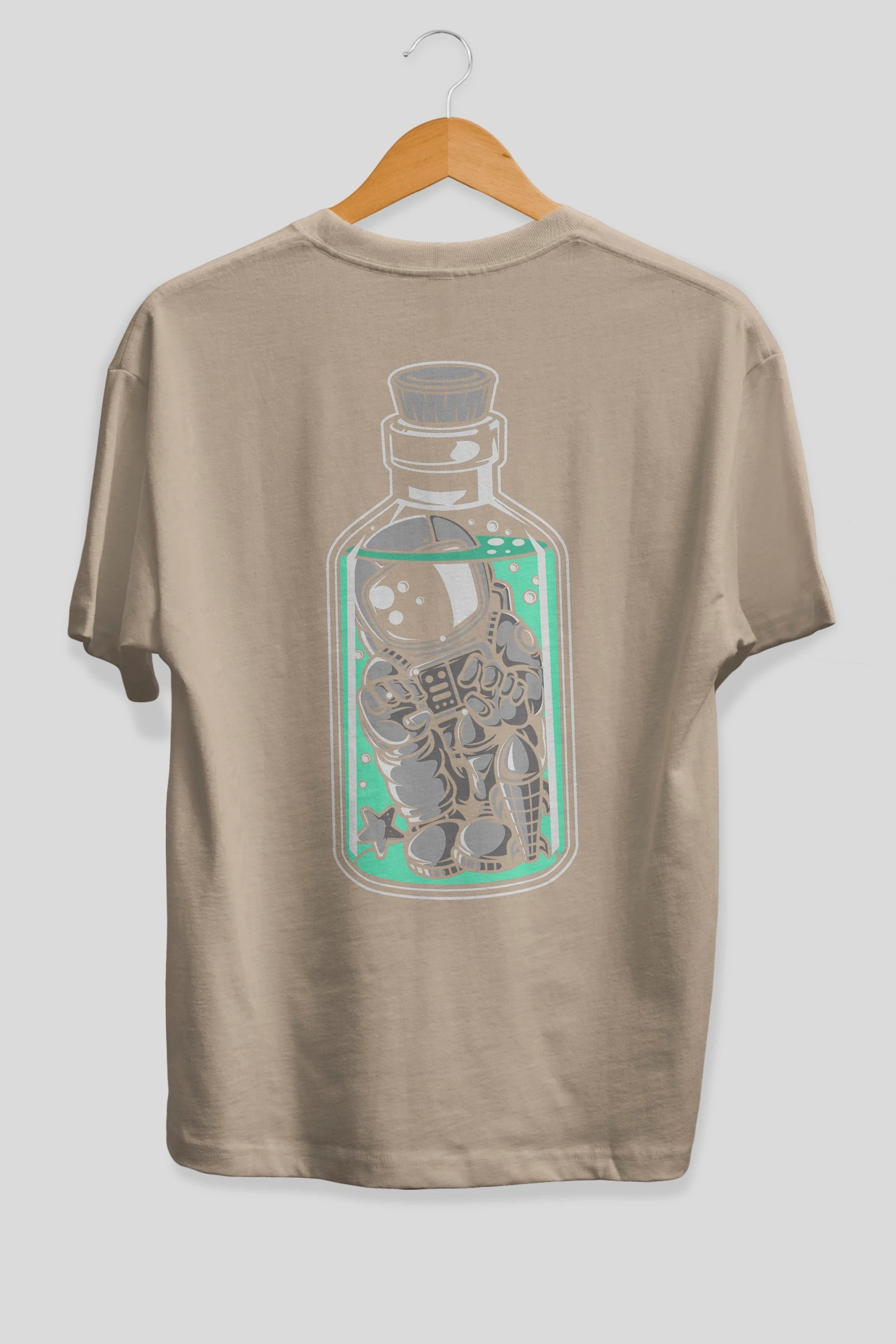 Astronaut in The Bottle Arka Baskılı Oversize t-shirt Erkek Kadın Unisex