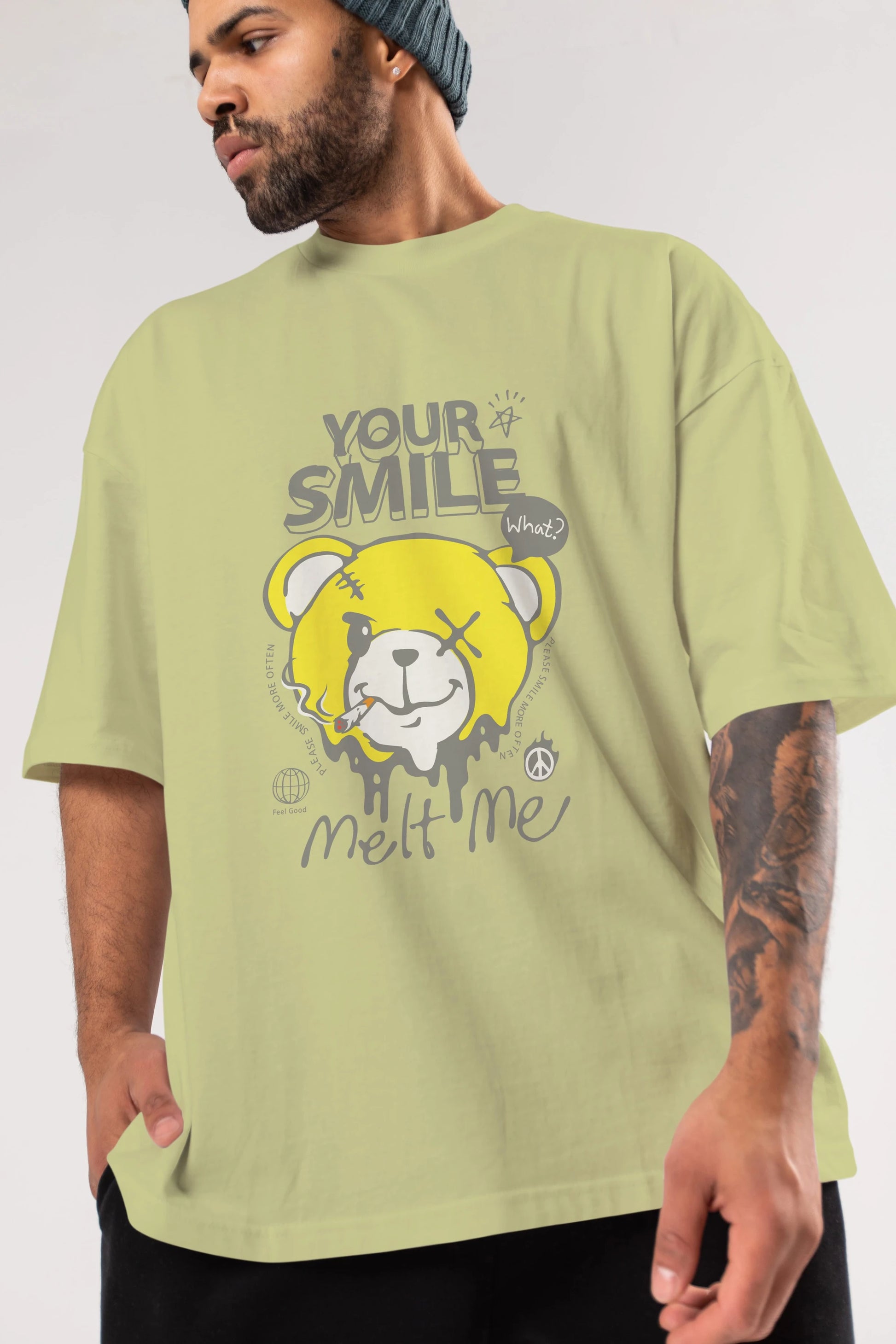 Your Smile Bear Ön Baskılı Oversize t-shirt Erkek Kadın Unisex