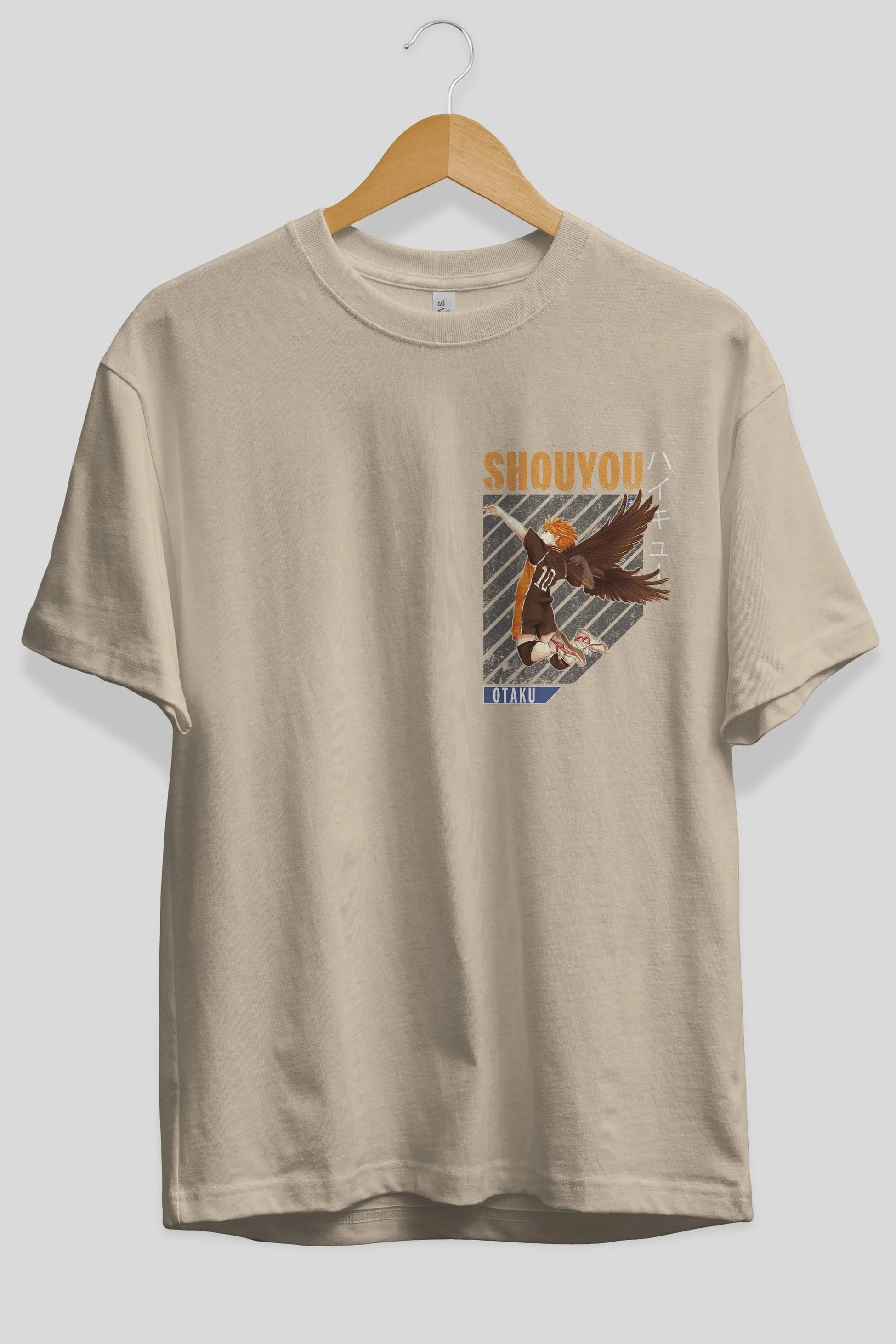 Shouyou Hinata 10 Ön Sol Baskılı Oversize t-shirt Erkek Kadın Unisex %100 Pamuk Bisiklet Yaka tişort