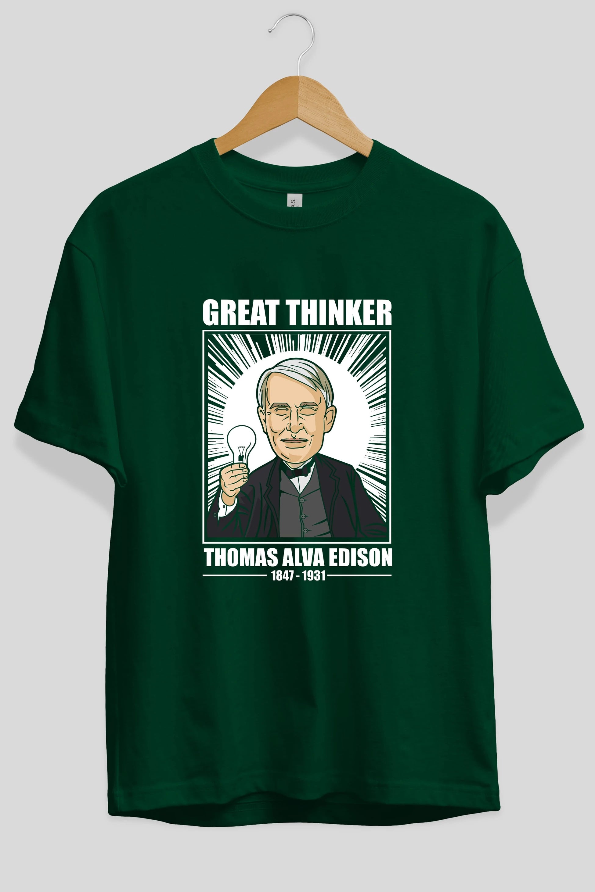 Thomas Alfa Edison Ön Baskılı Oversize t-shirt Erkek Kadın Unisex %100 Pamuk tişort