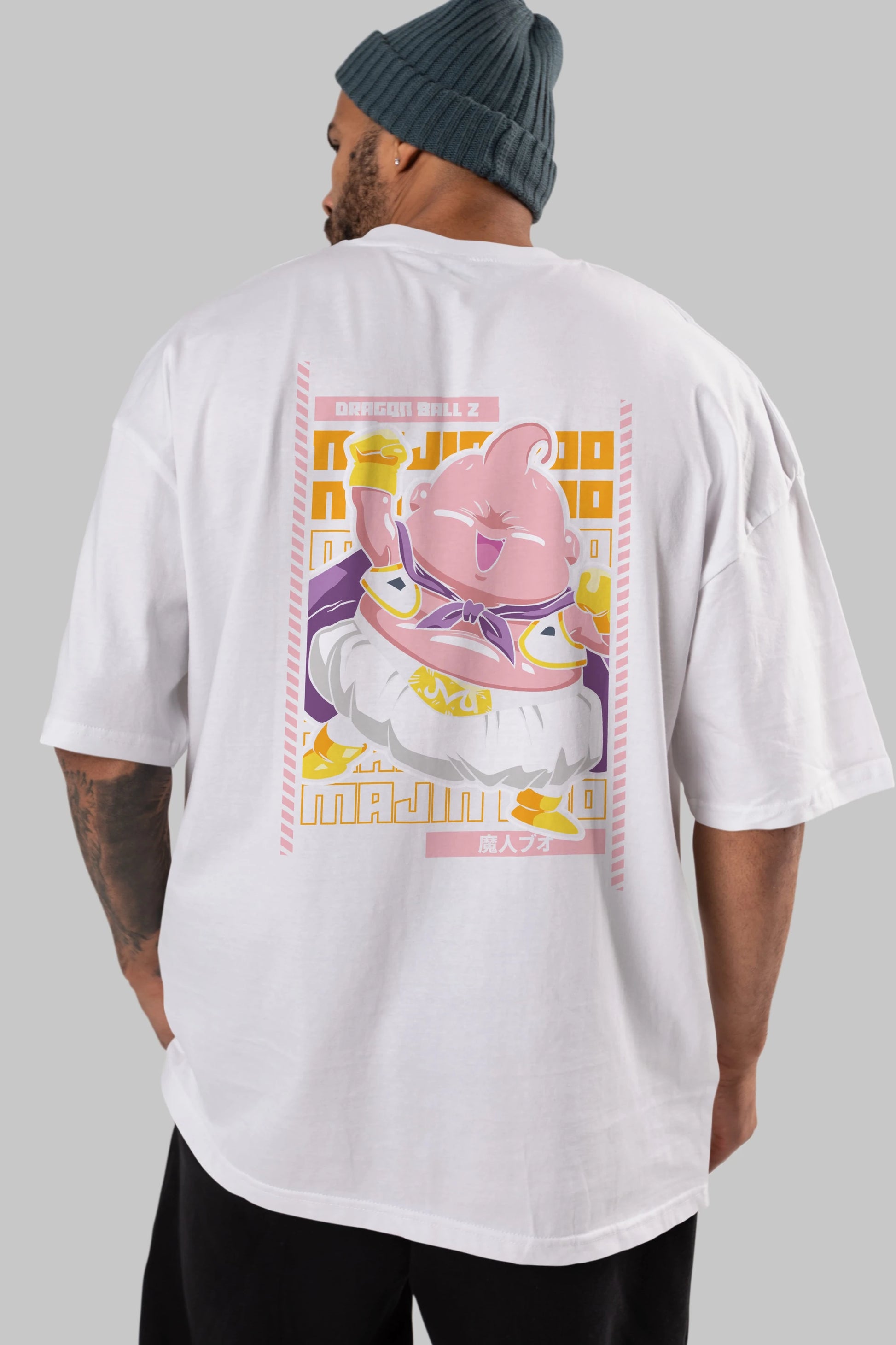MAJIN BOO1 Anime Arka Baskılı Oversize t-shirt Erkek Kadın Unisex