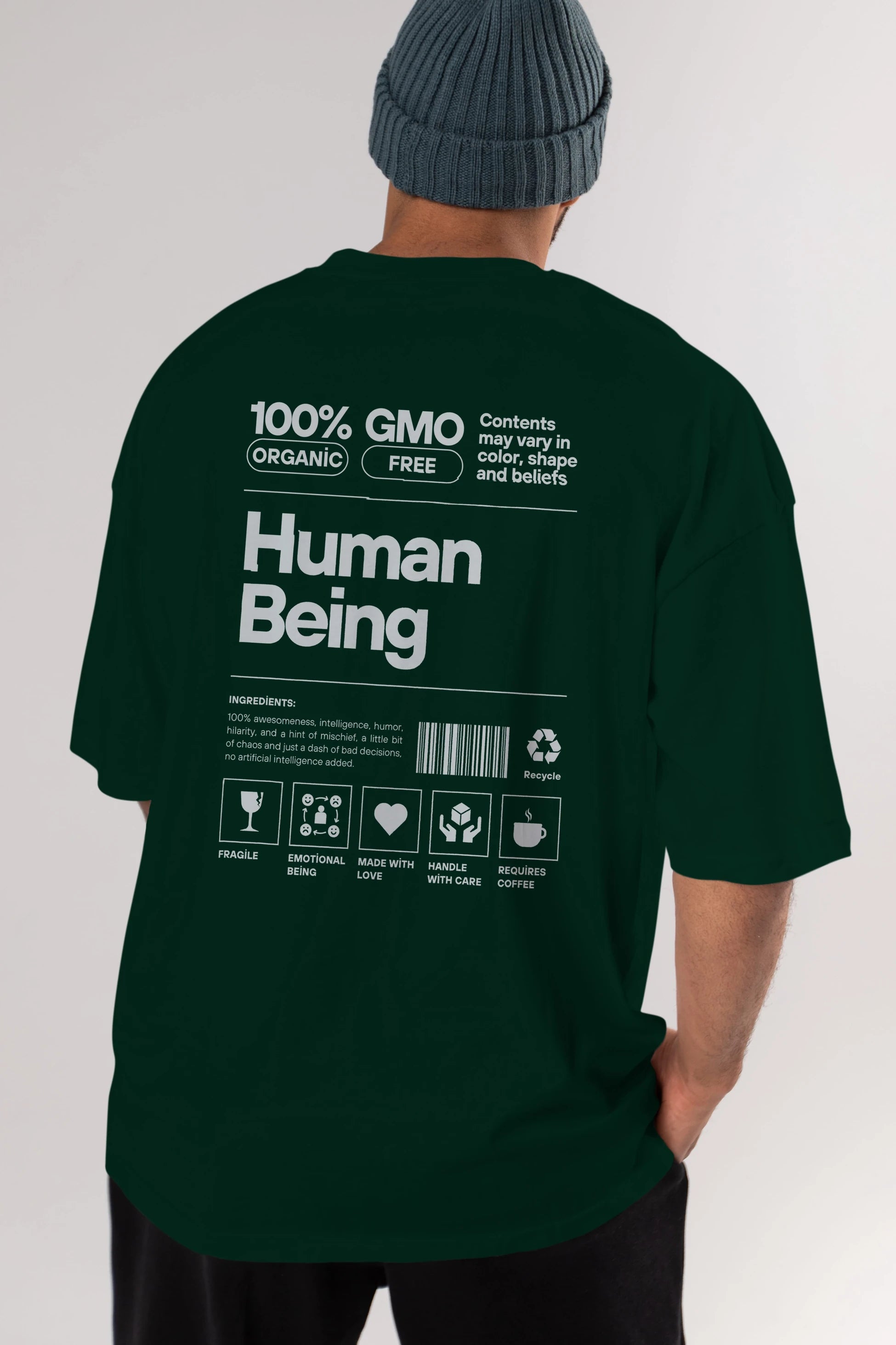 Human Being Arka Baskılı Oversize t-shirt Erkek Kadın Unisex