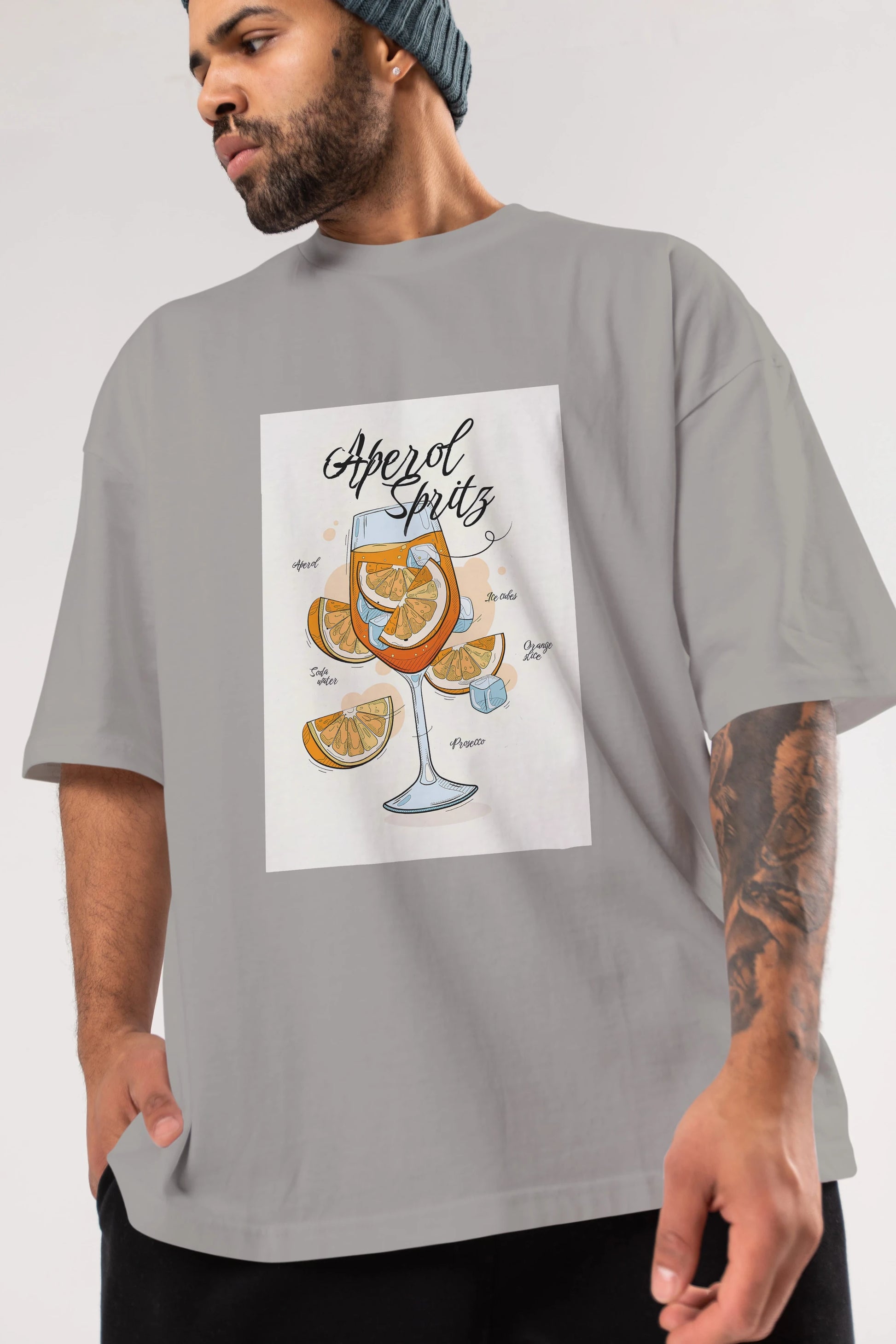 Aperol Spritz 6 Ön Baskılı Oversize t-shirt Erkek Kadın Unisex %100 Pamuk Bisiklet Yaka tişort