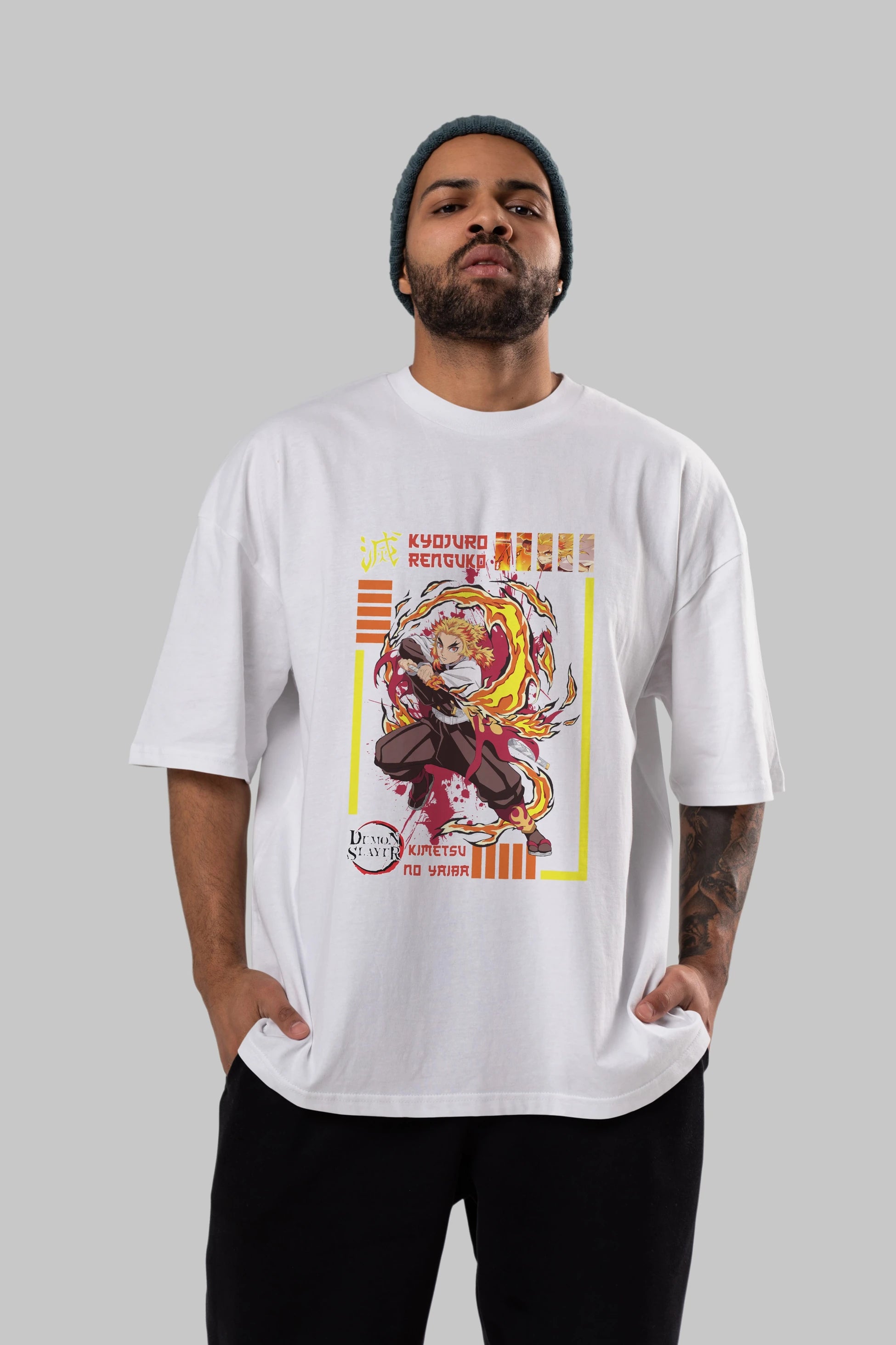 KYOJURO RENGOKU Anime Ön Baskılı Oversize t-shirt %100 pamuk Erkek Kadın Unisex
