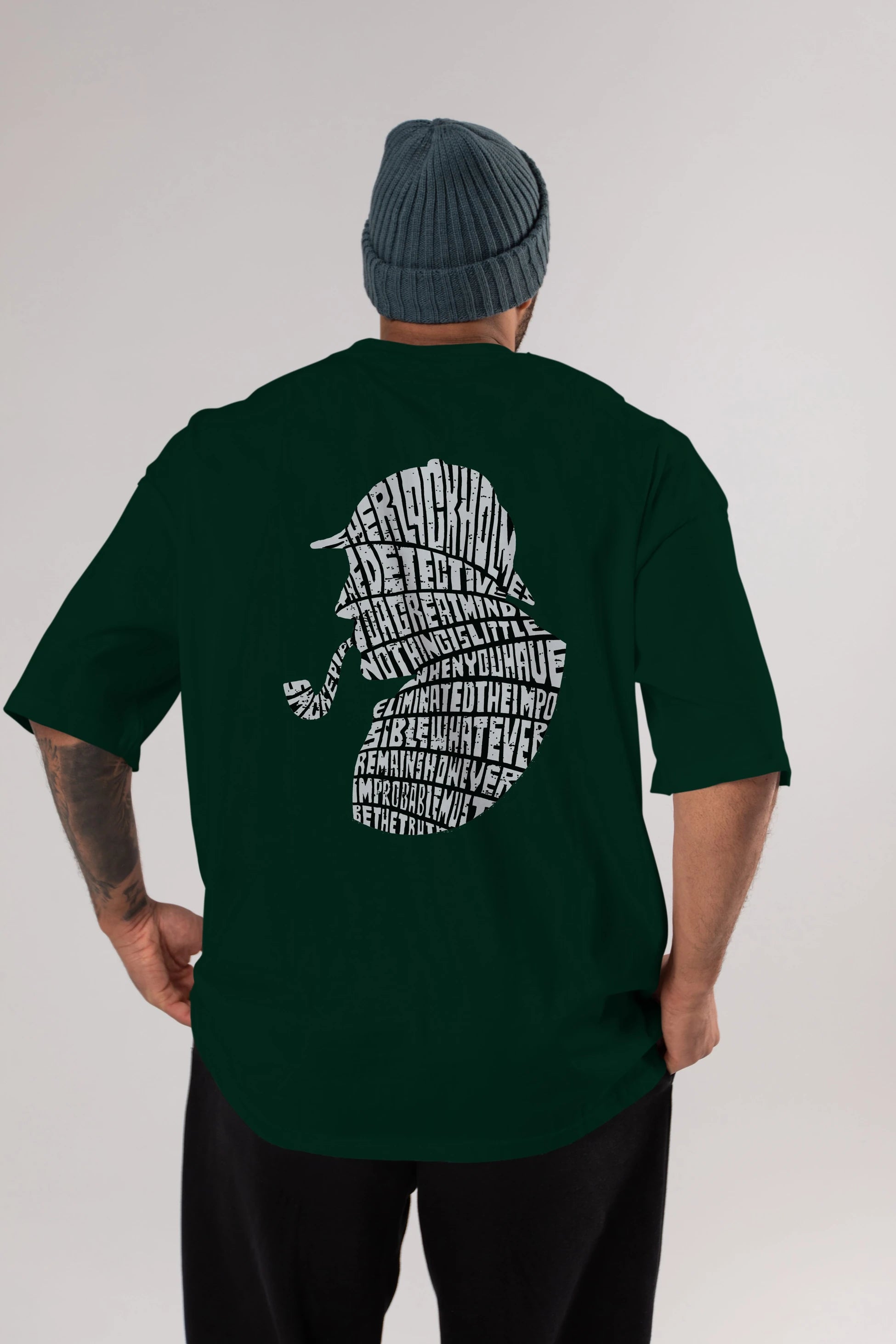 Holmes Arka Baskılı Oversize t-shirt %100 pamuk Erkek Kadın Unisex