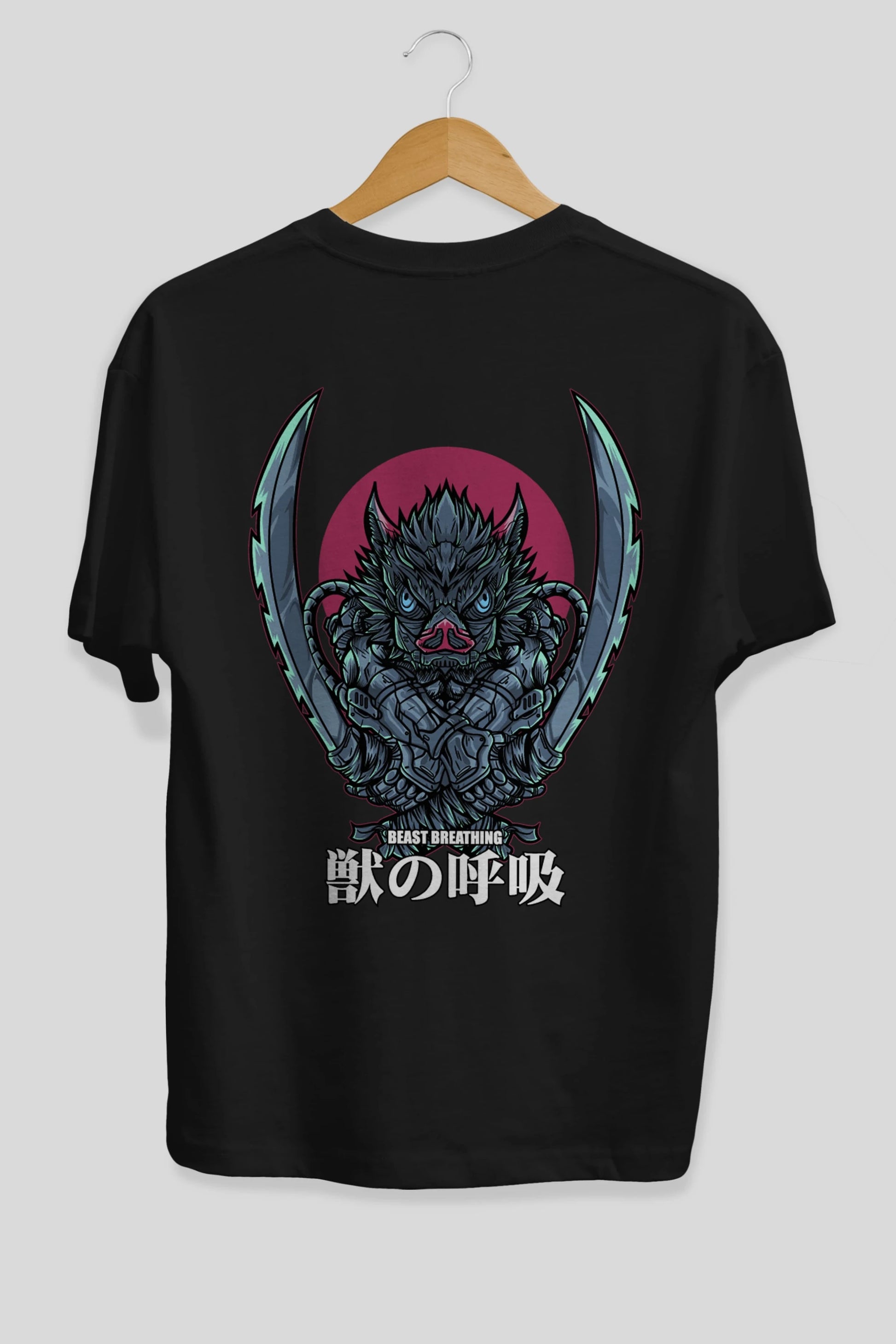 Inosuke DEMON SLAYER Anime Arka Baskılı Oversize t-shirt Erkek Kadın Unisex