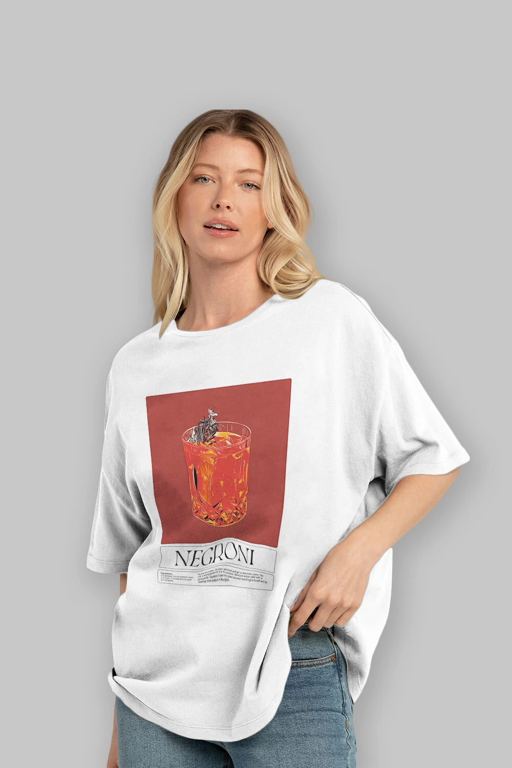 Negroni 2 Ön Baskılı Oversize t-shirt Erkek Kadın Unisex %100 Pamuk Bisiklet Yaka tişort