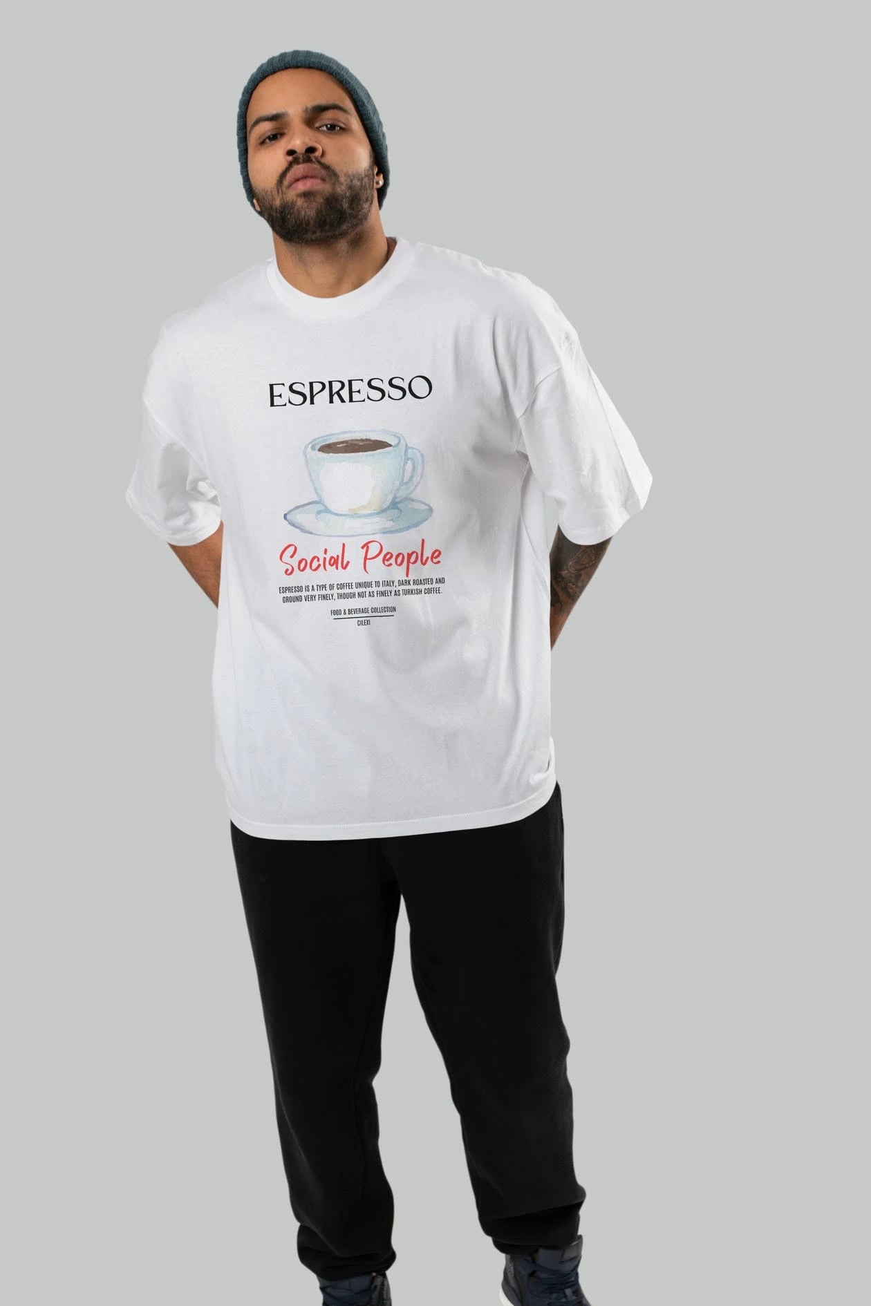 Espresso Kokteyl Serisi ön Baskılı Oversize t-shirt Erkek Kadın %100 Pamuk Bisiklet Yaka tişort