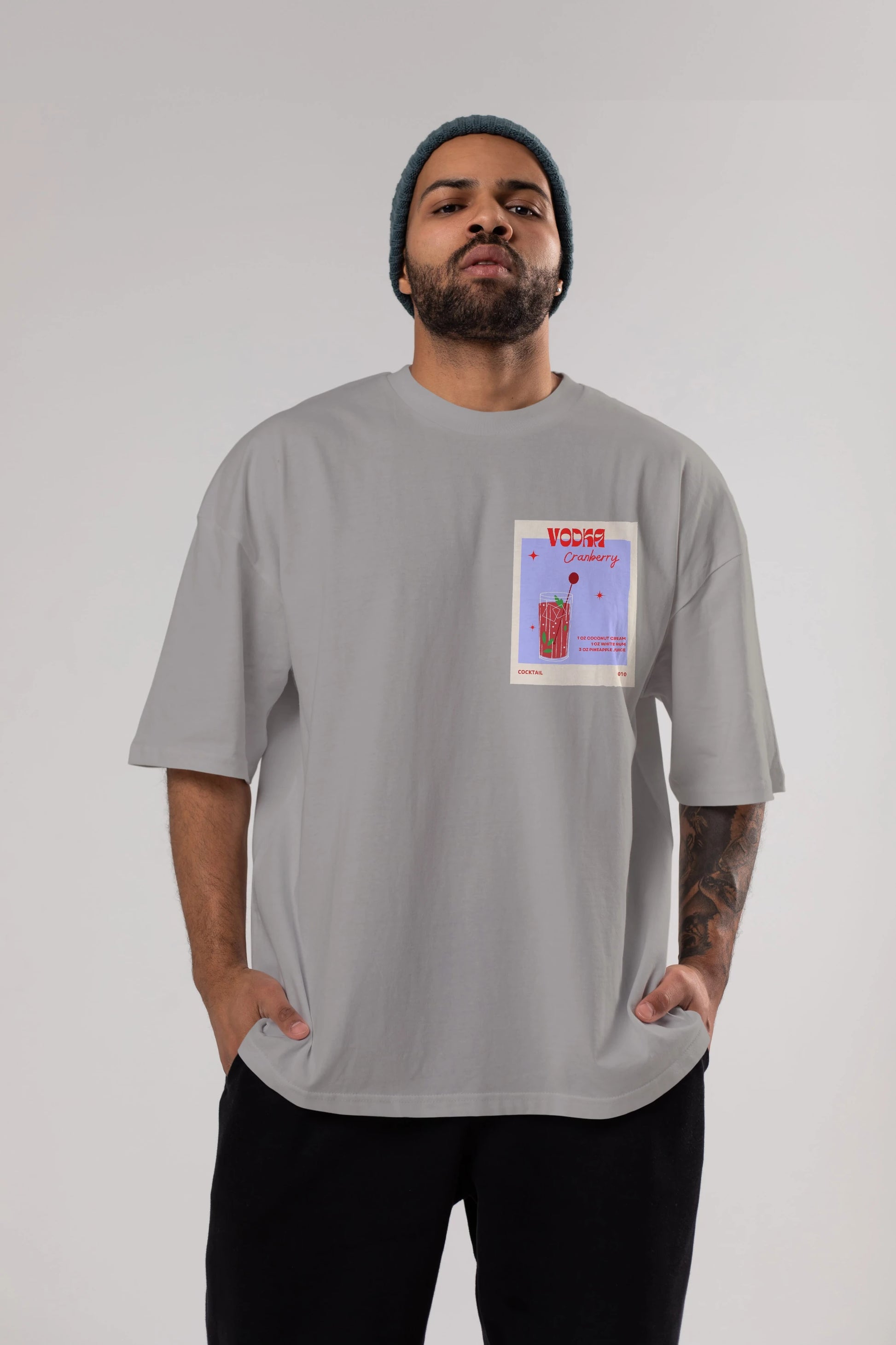 Vodka Cranberry Ön Sol Baskılı Oversize t-shirt Erkek Kadın Unisex %100 Pamuk Bisiklet Yaka tişort