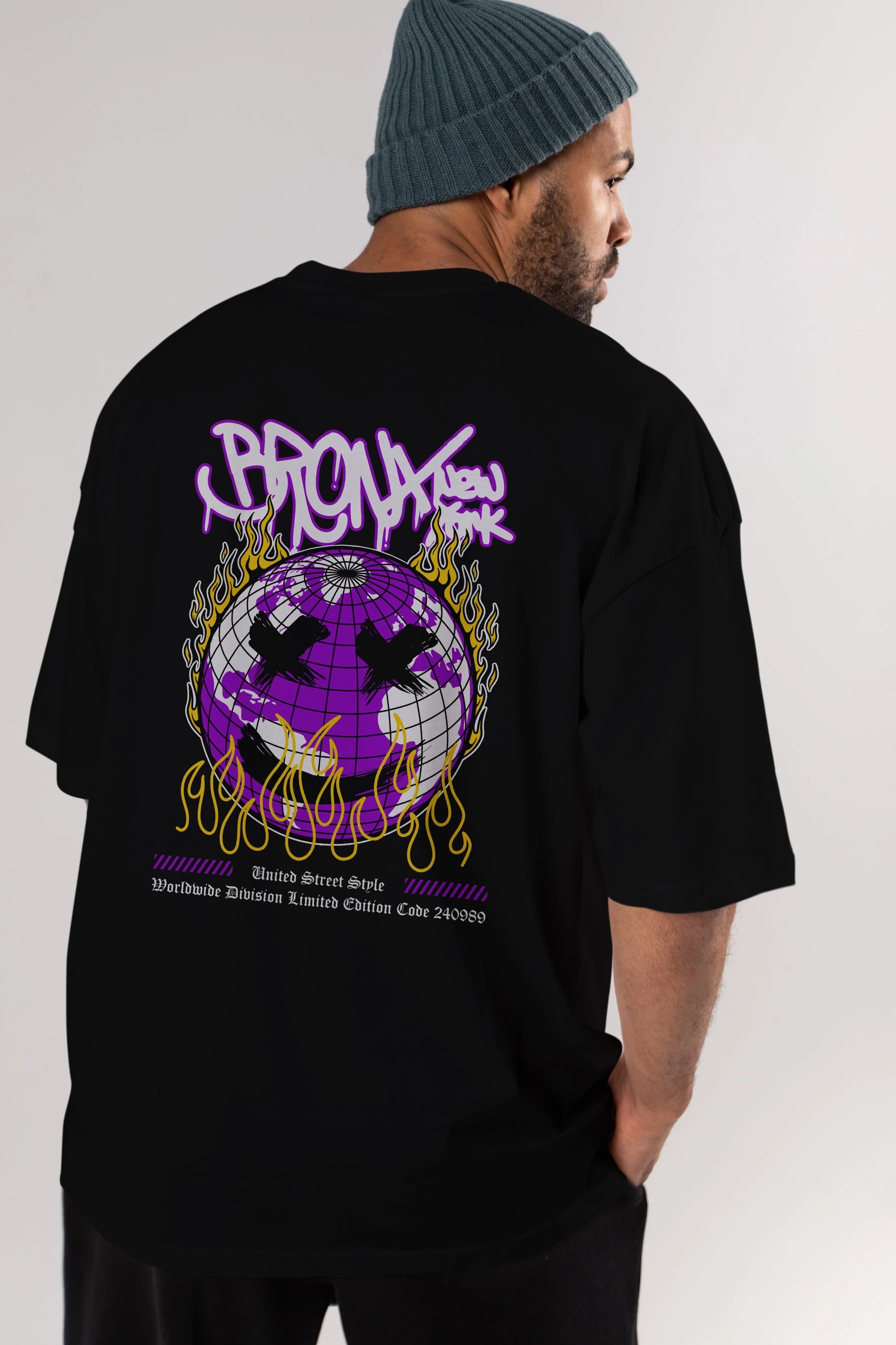 Bronx New York Arka Baskılı Oversize t-shirt Erkek Kadın Unisex
