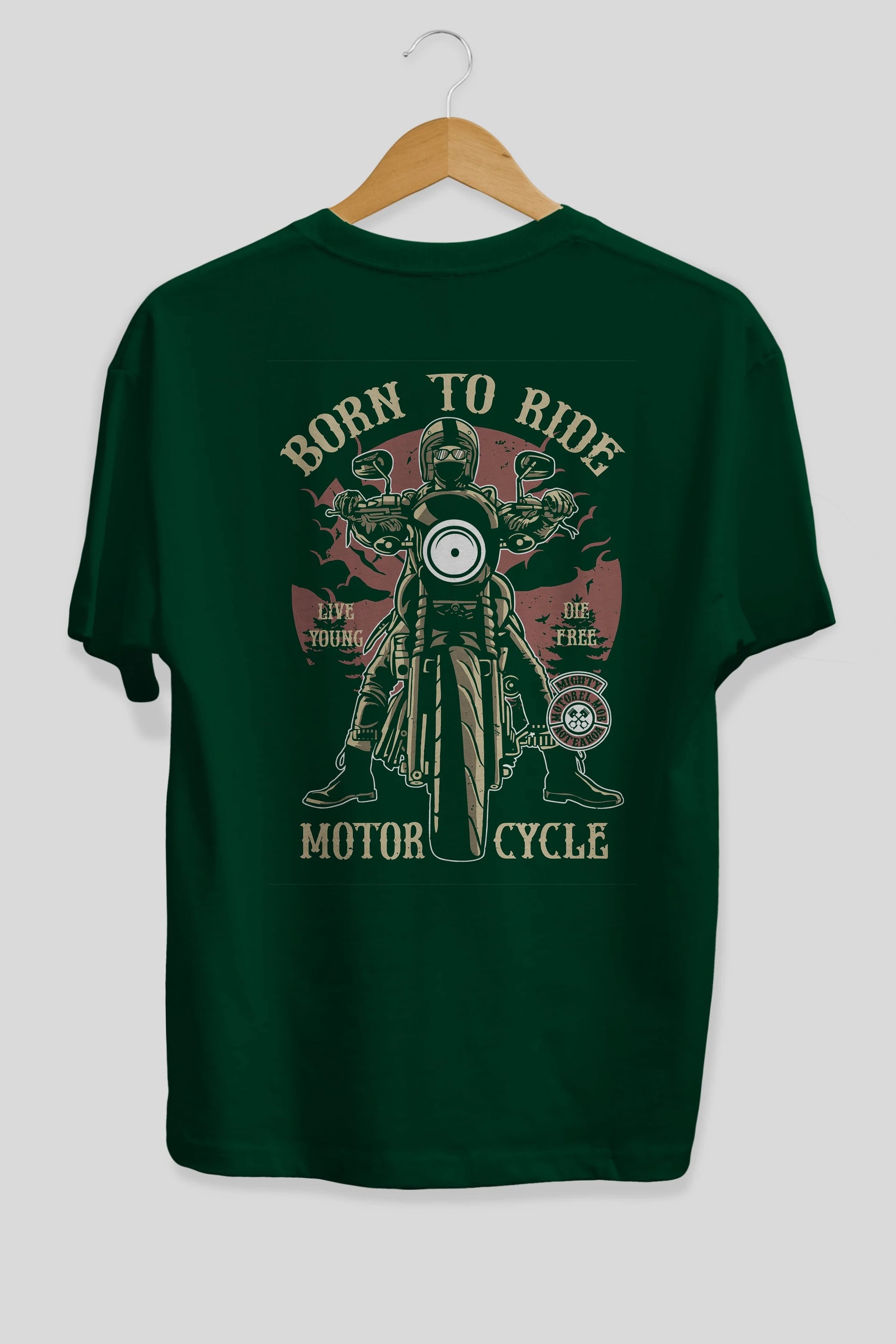 Born To Ride Arka Baskılı Oversize t-shirt Erkek Kadın Unisex %100 Pamuk
