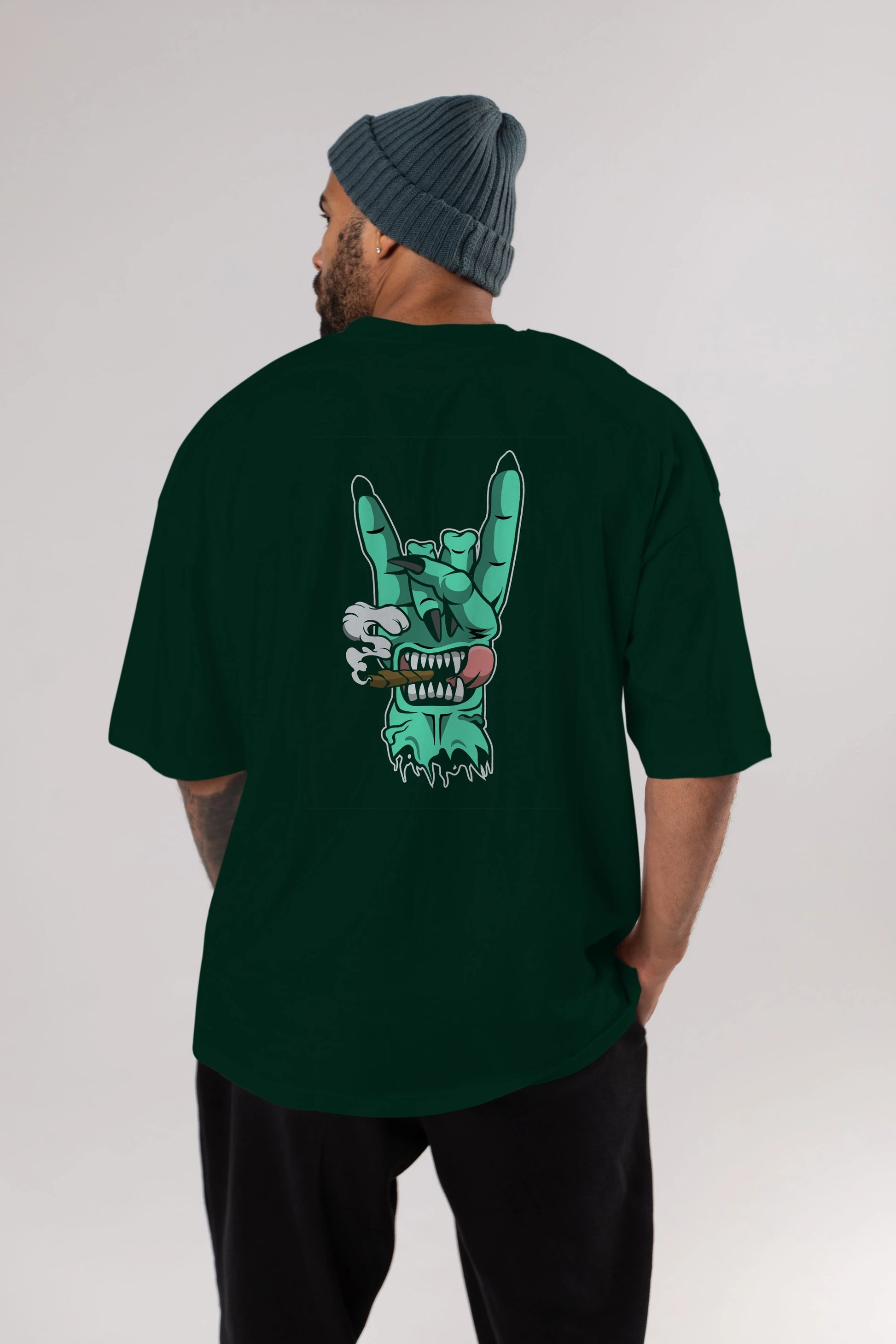 Metal Sign Arka Baskılı Oversize t-shirt Erkek Kadın Unisex %100 Pamuk tişort
