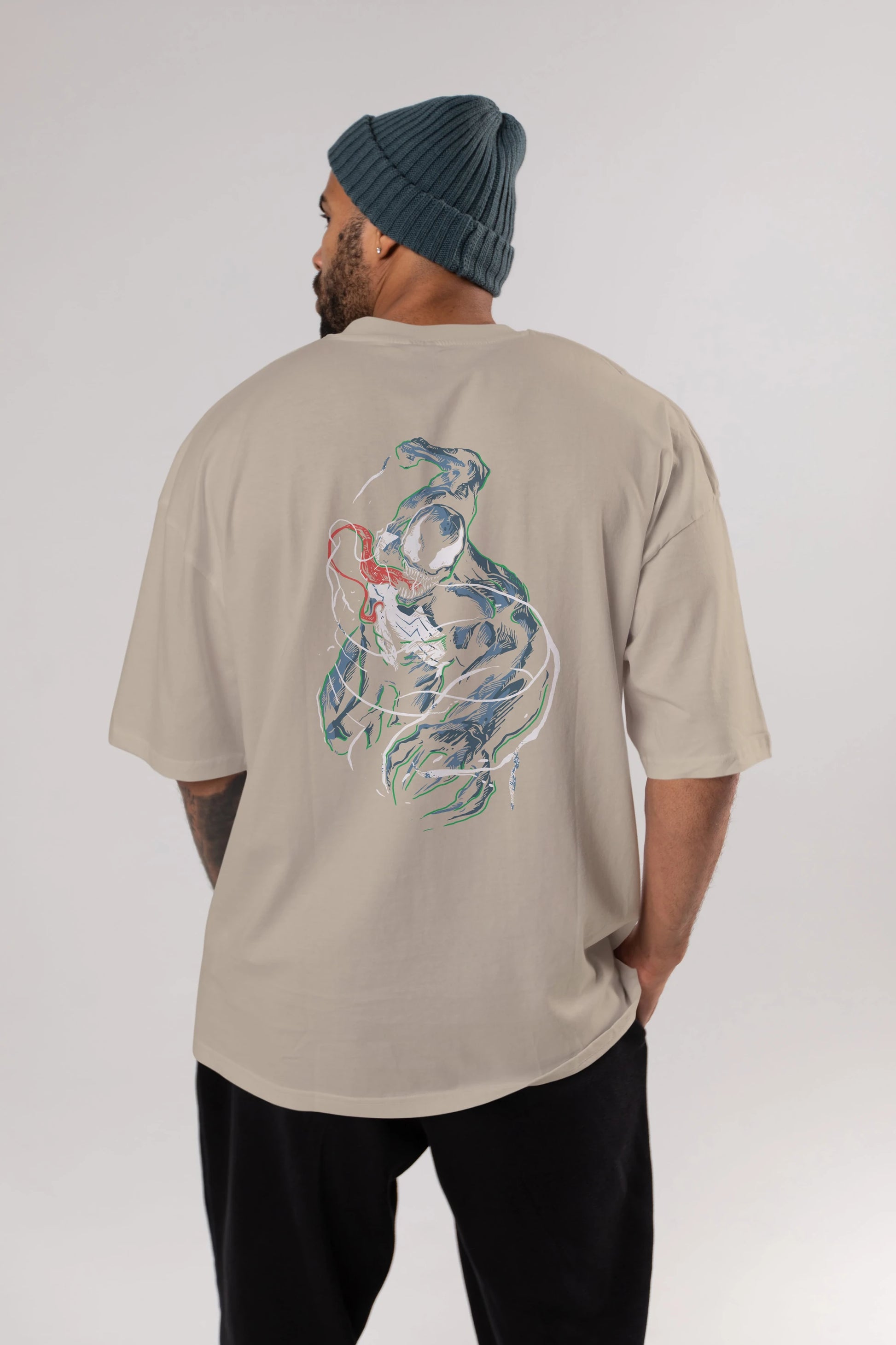Venom (5) Arka Baskılı Oversize t-shirt Erkek Kadın Unisex %100 Pamuk Bisiklet Yaka tişort