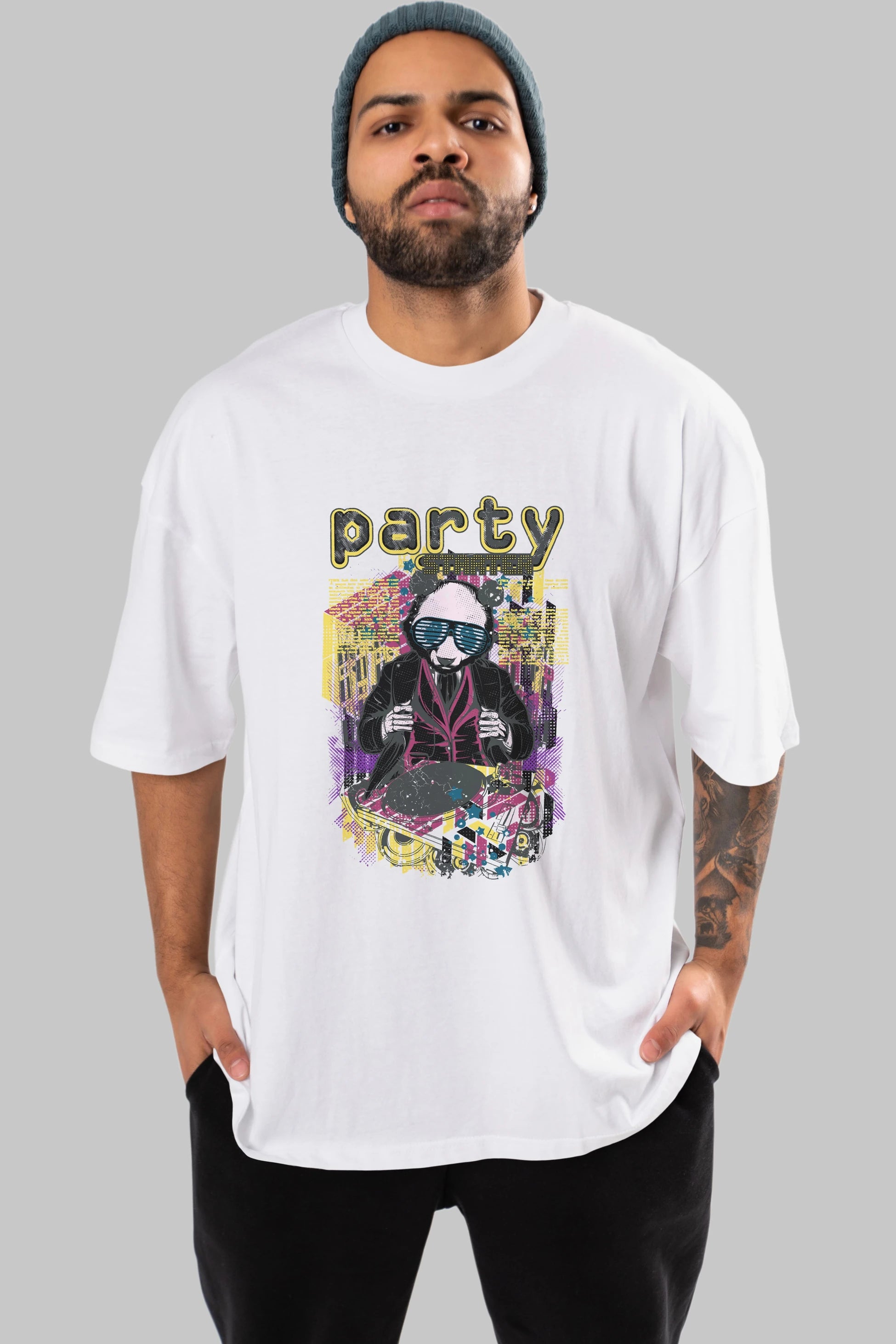 Party Starter Ön Baskılı Oversize t-shirt Erkek Kadın Unisex