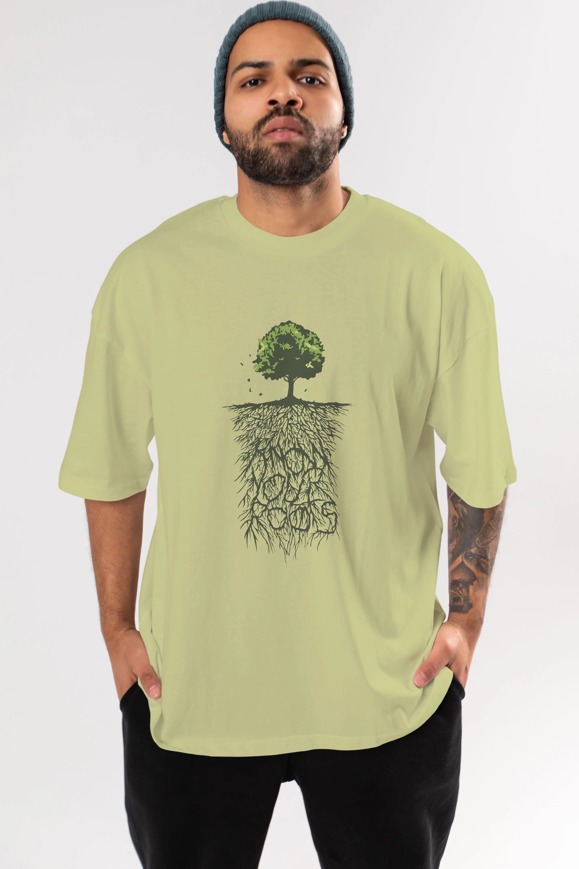 Know Your Roots Ön Baskılı Oversize t-shirt %100 pamuk Erkek Kadın Unisex