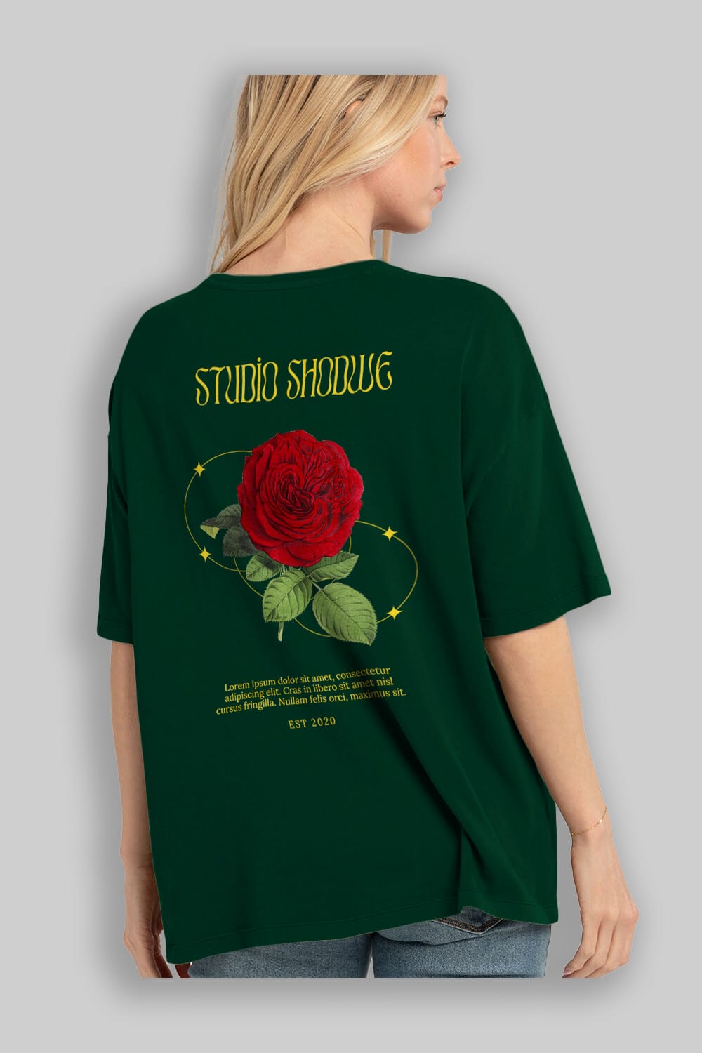 Studio Shodwe Rose Arka Baskılı Oversize t-shirt Erkek Kadın Unisex