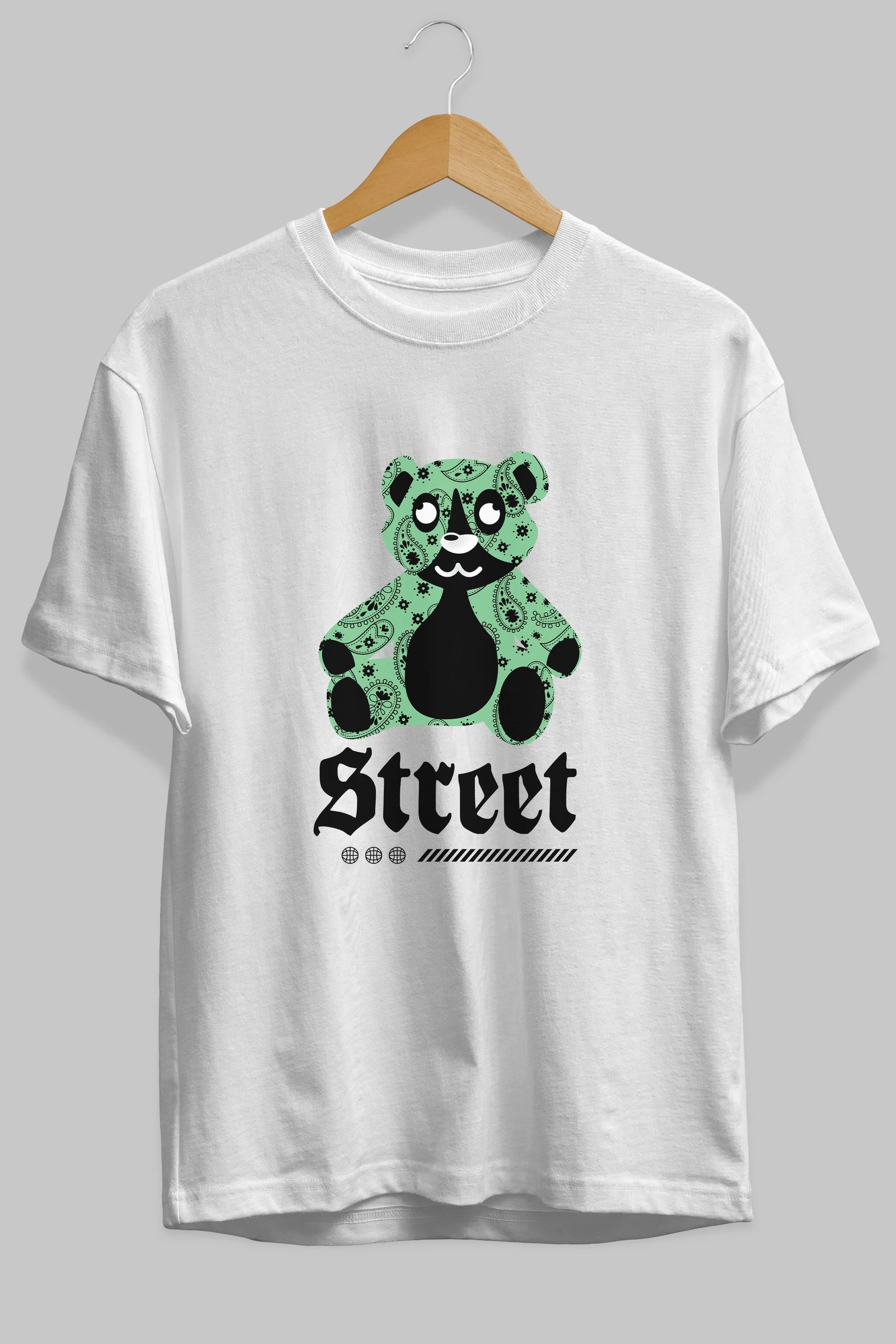 Street Bear Ön Baskılı Oversize t-shirt Erkek Kadın Unisex