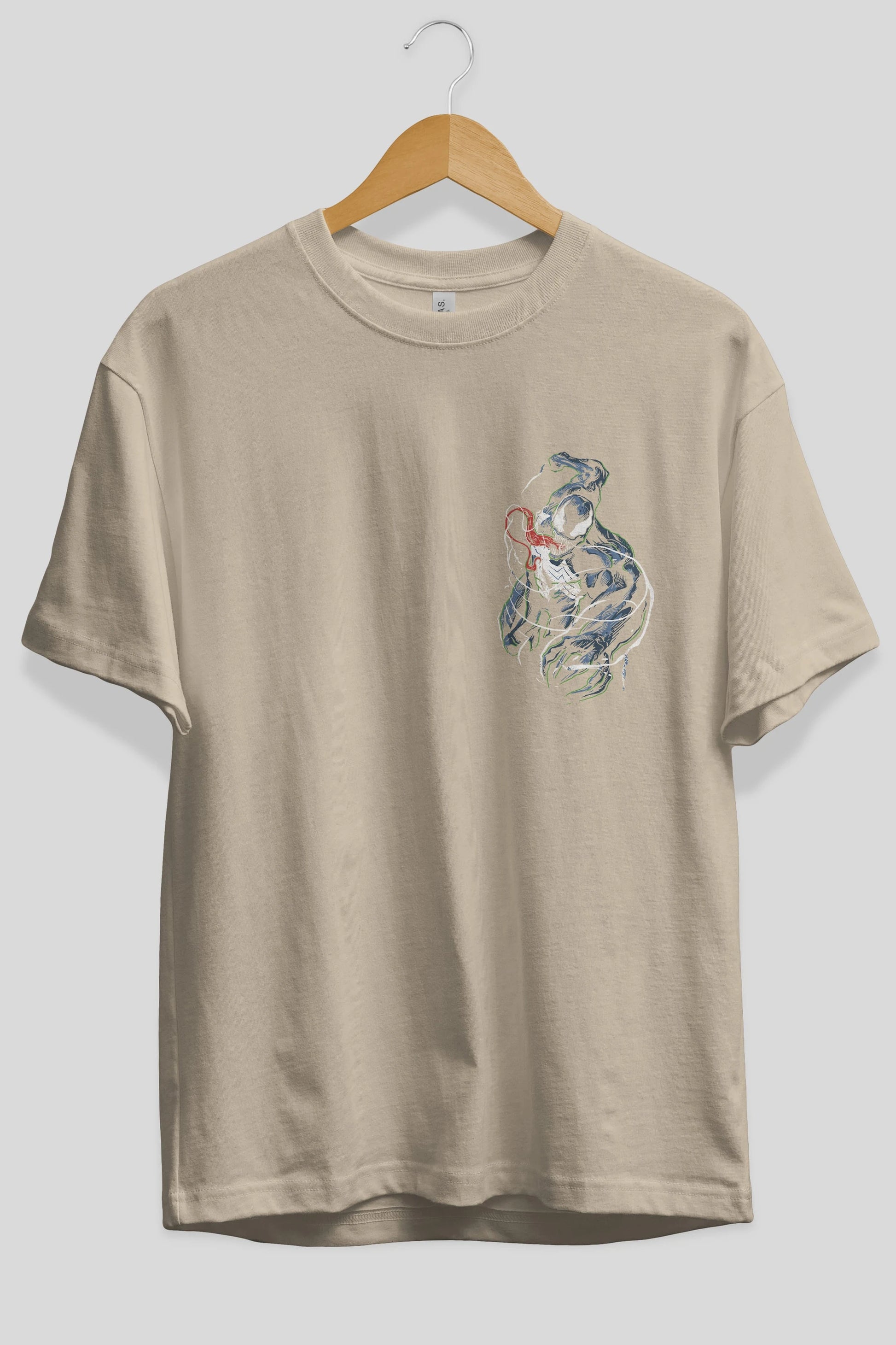 Venom (5) Ön Sol Baskılı Oversize t-shirt Erkek Kadın Unisex %100 Pamuk Bisiklet Yaka tişort
