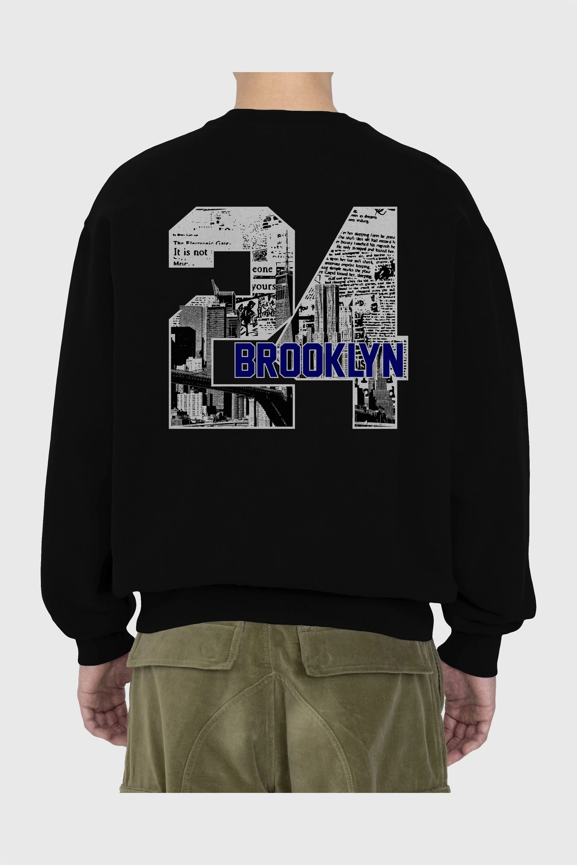 Brooklyn 24 Arka Baskılı Oversize Sweatshirt Erkek Kadın Unisex