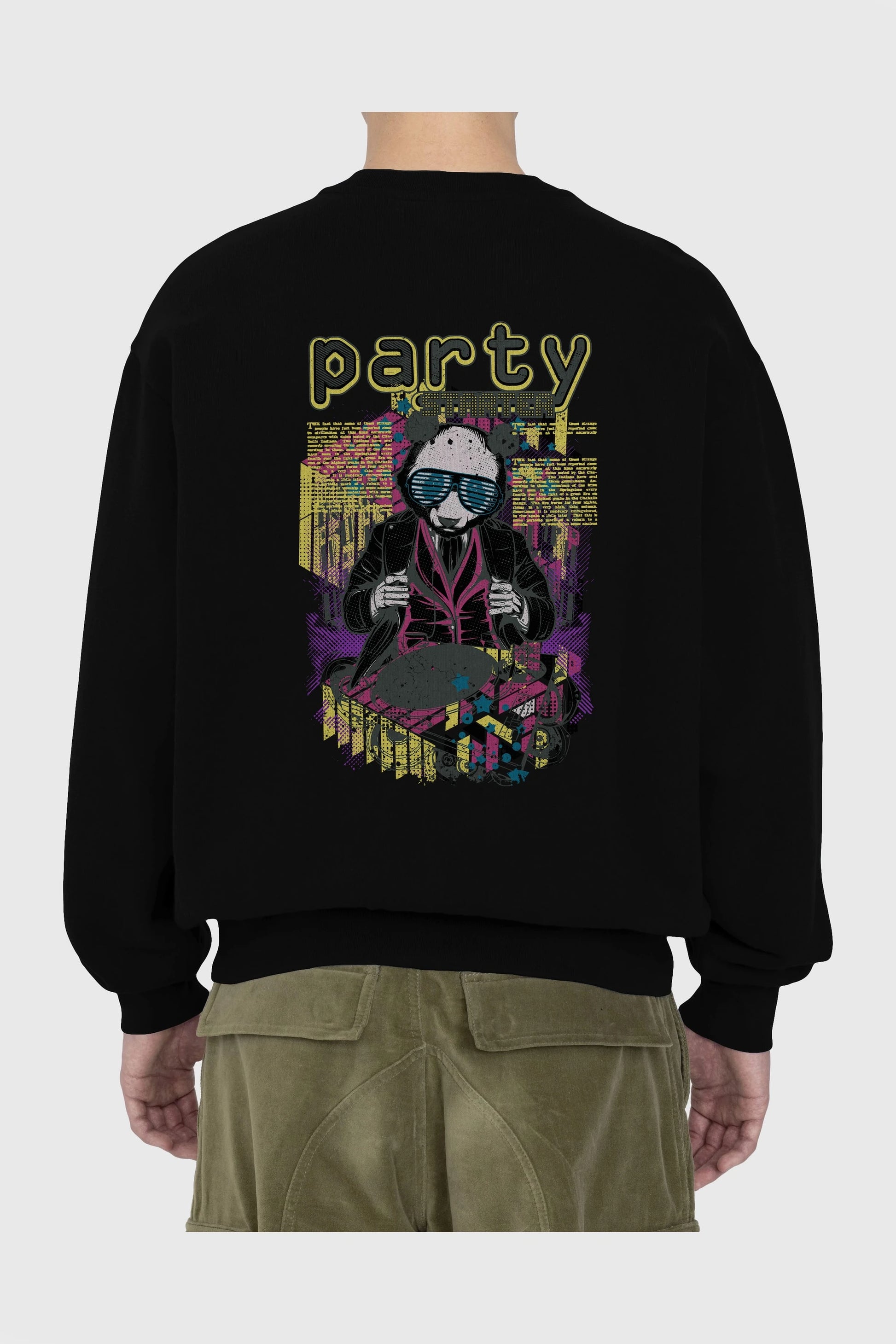 Party Starter Arka Baskılı Oversize Sweatshirt Erkek Kadın Unisex