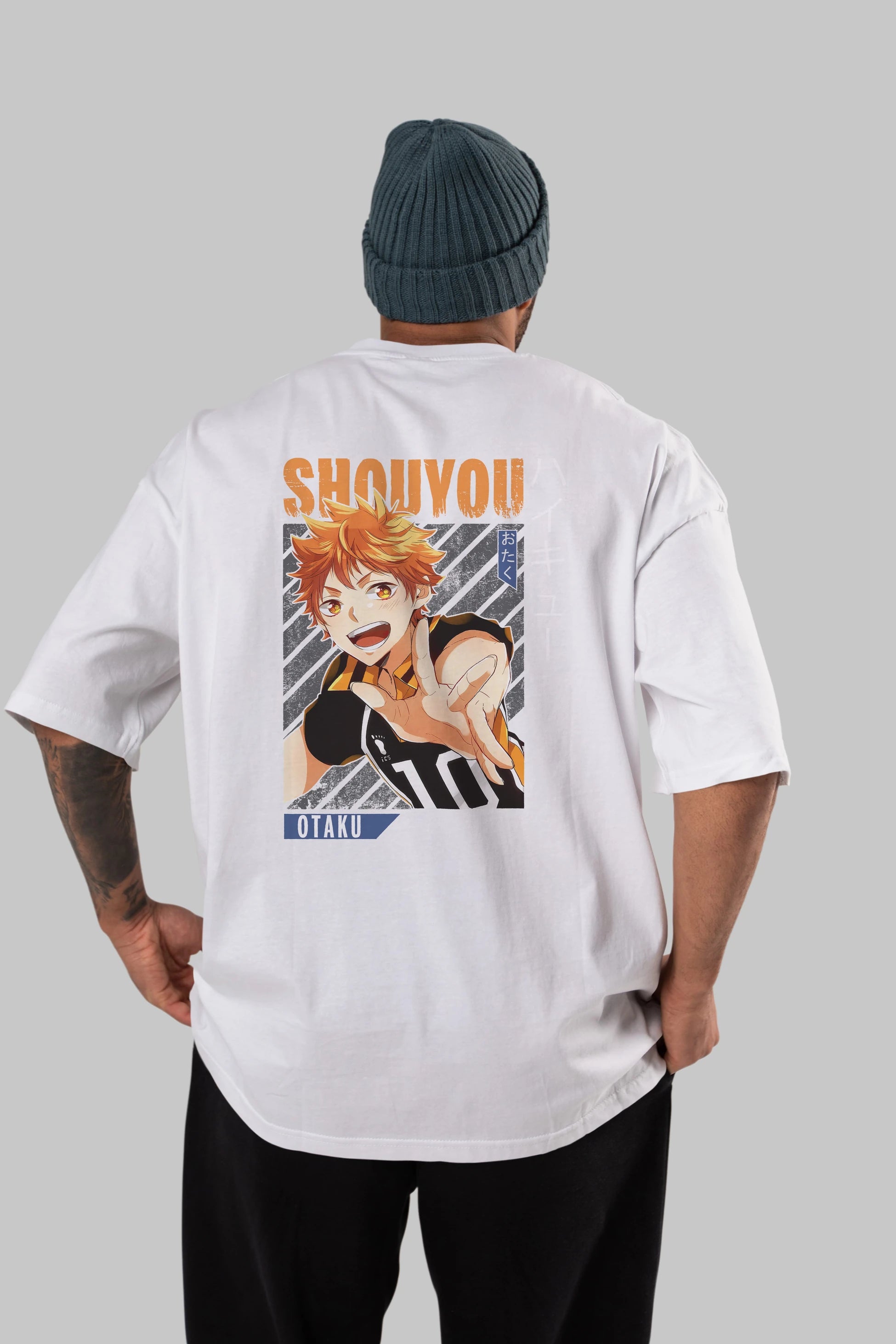 Shouyou Hinata 9 Anime Arka Baskılı Oversize t-shirt Erkek Kadın Unisex