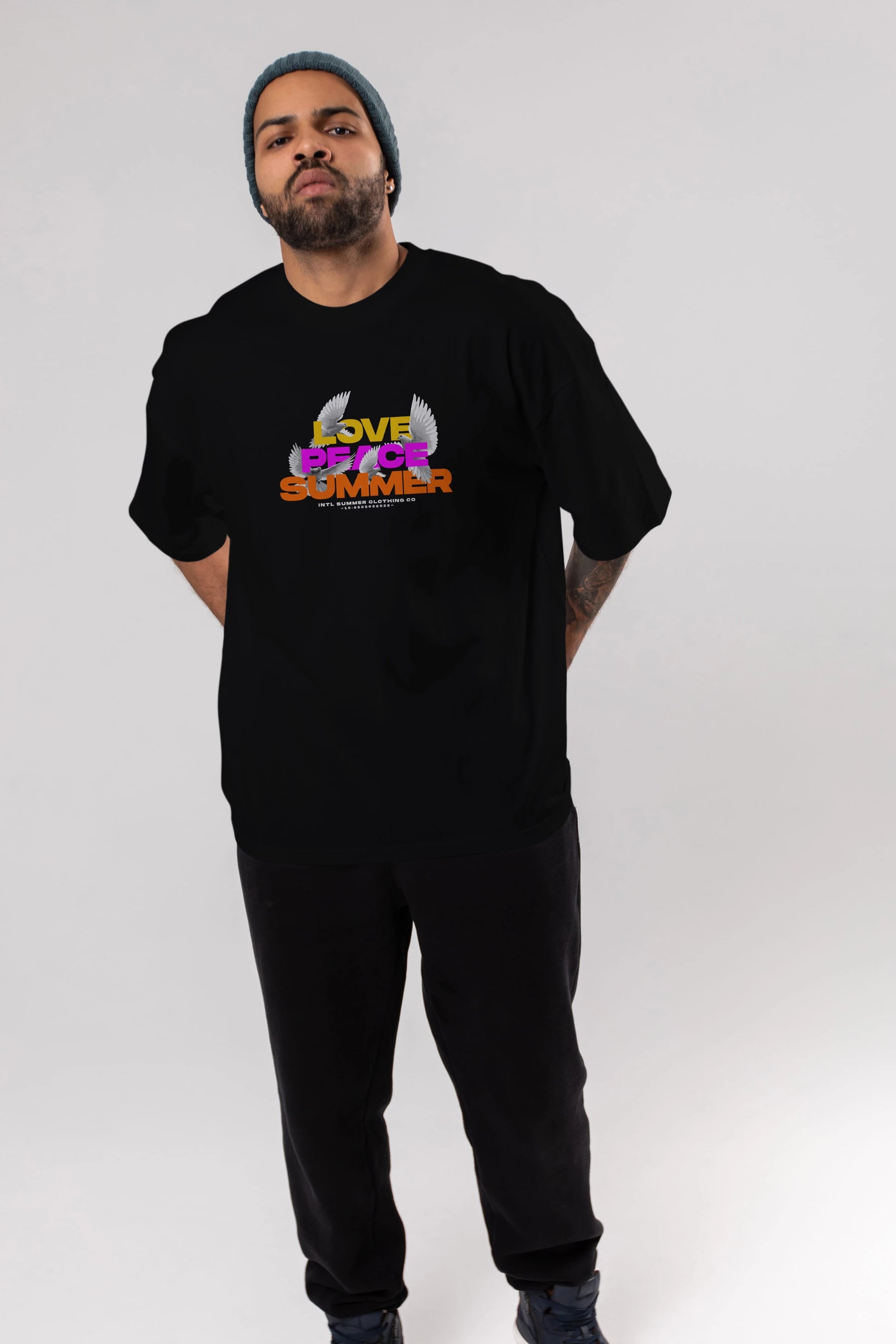 Love Peace Summer Ön Baskılı Oversize t-shirt Erkek Kadın Unisex