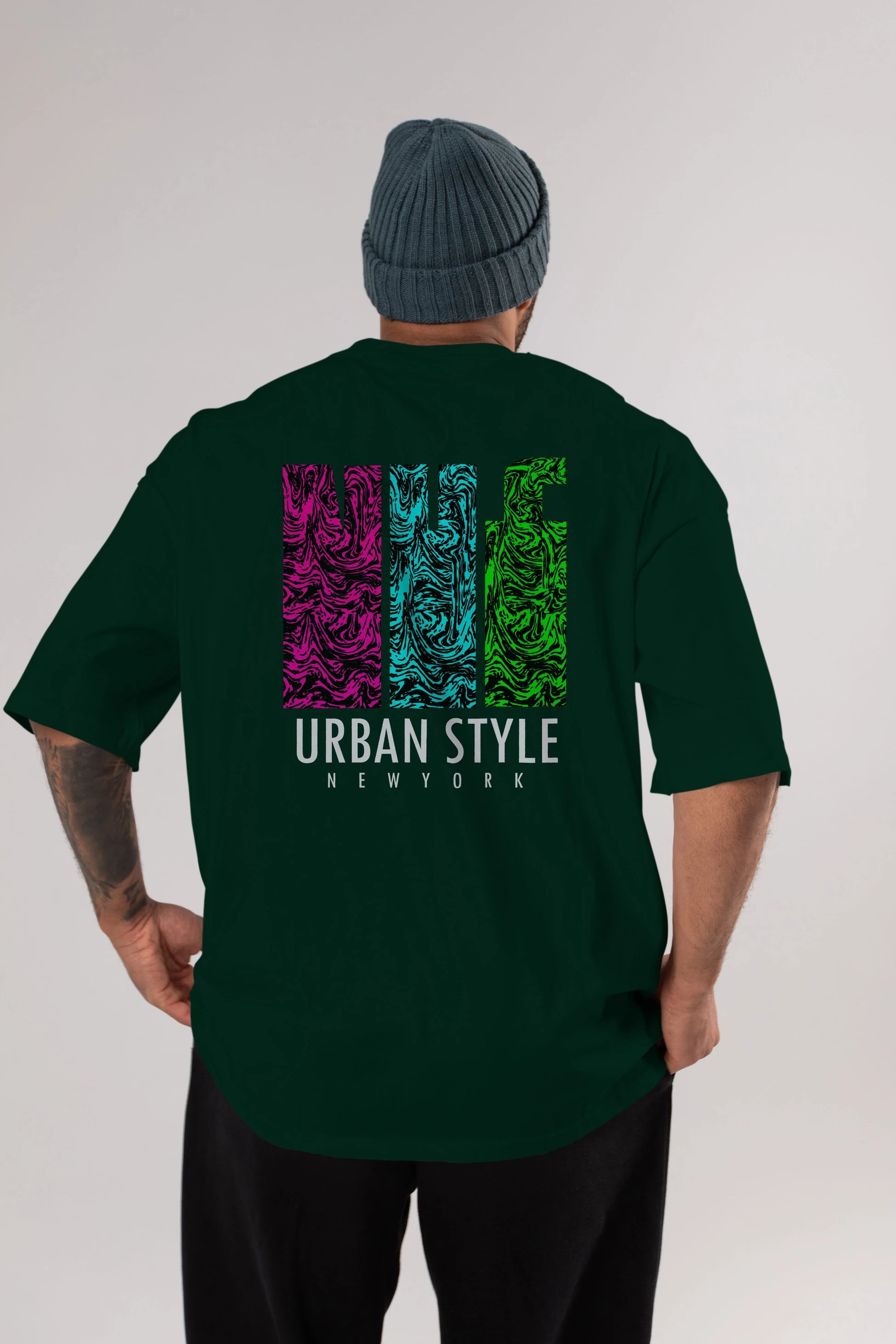 Urban Style Newyork Arka Baskılı Oversize t-shirt Erkek Kadın Unisex