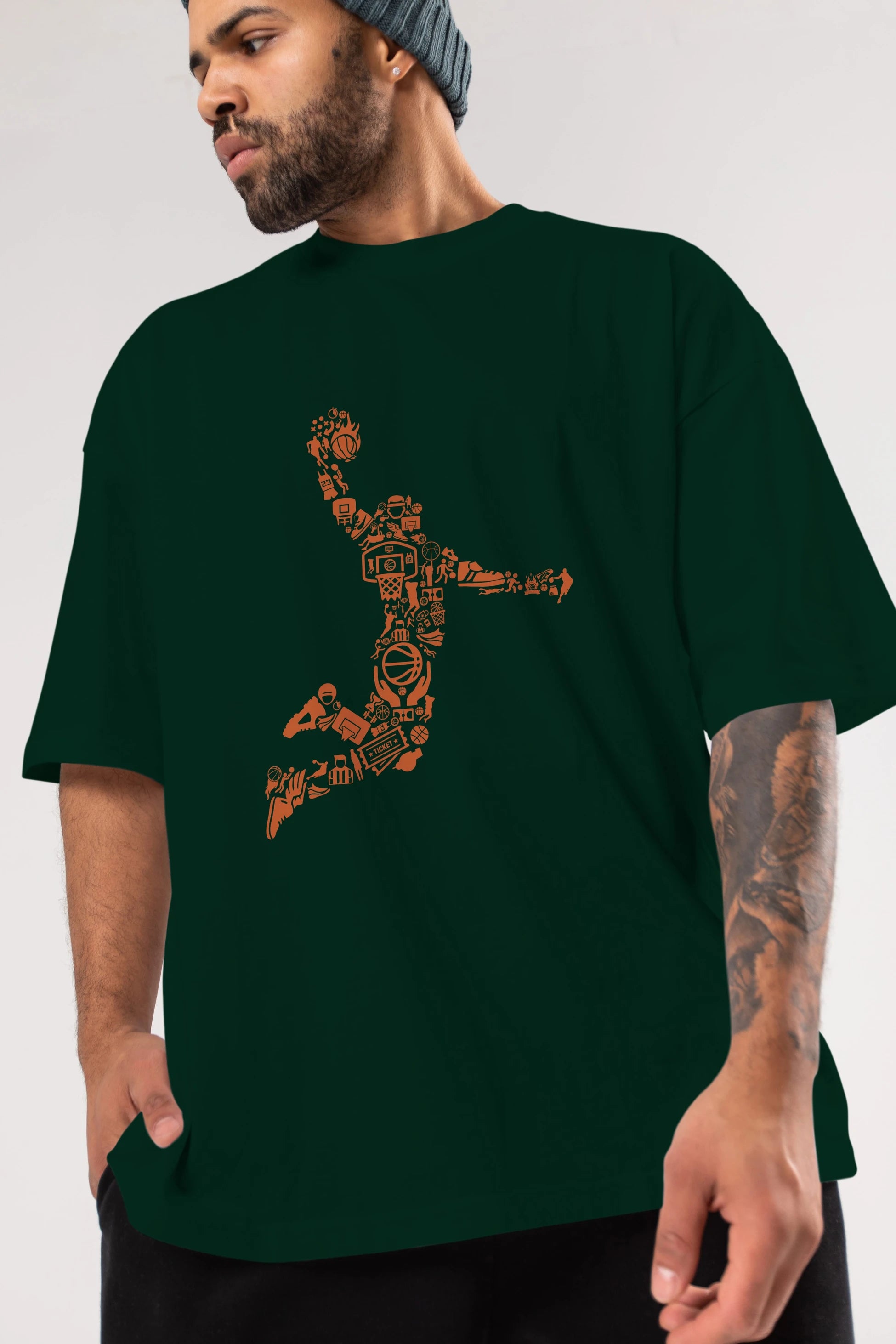 Basketball Player Ön Baskılı Oversize t-shirt %100 pamuk Erkek Kadın Unisex