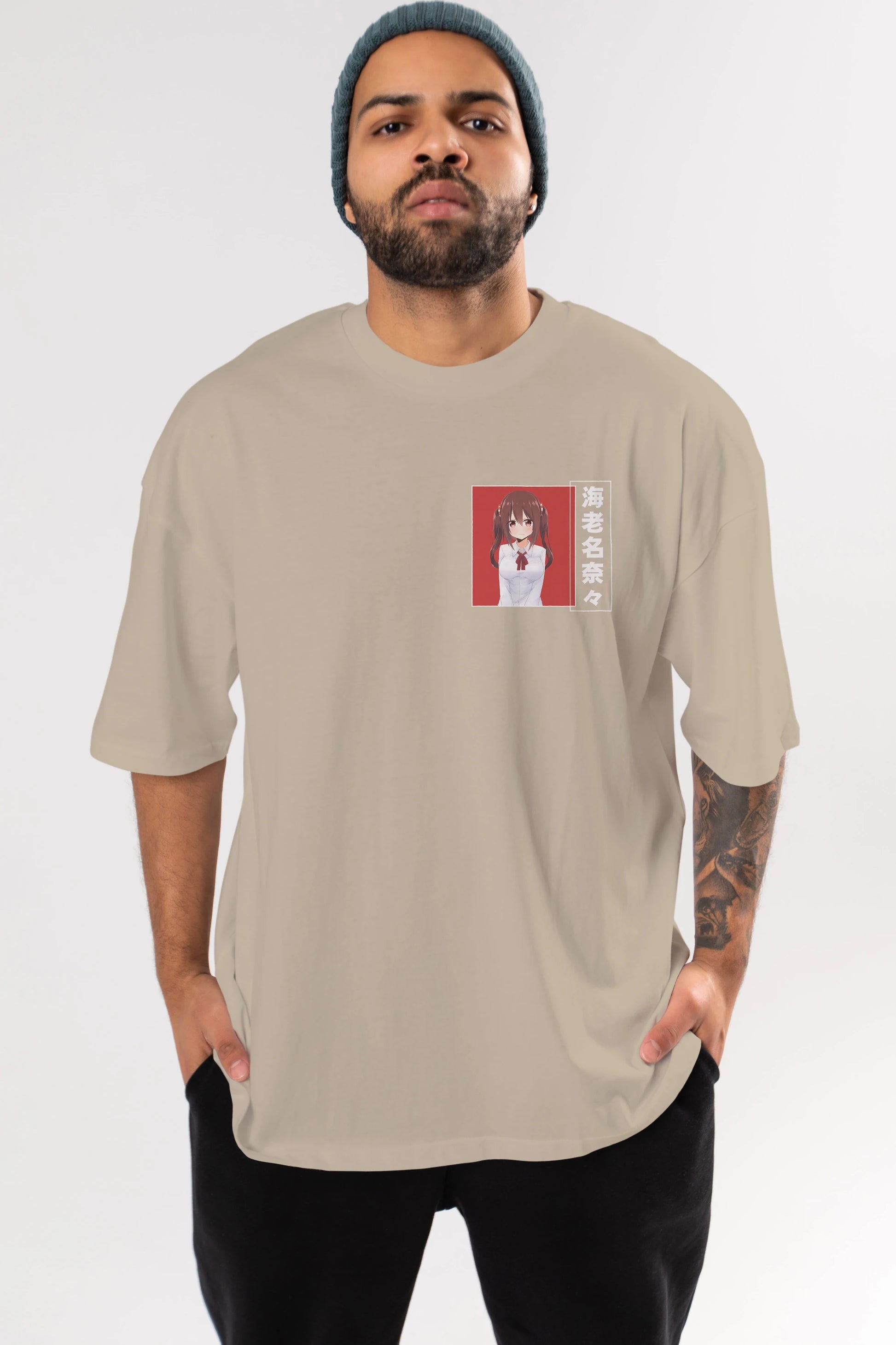 Nana Ebina 1 Ön Sol Baskılı Oversize t-shirt Erkek Kadın Unisex %100 Pamuk Bisiklet Yaka tişort
