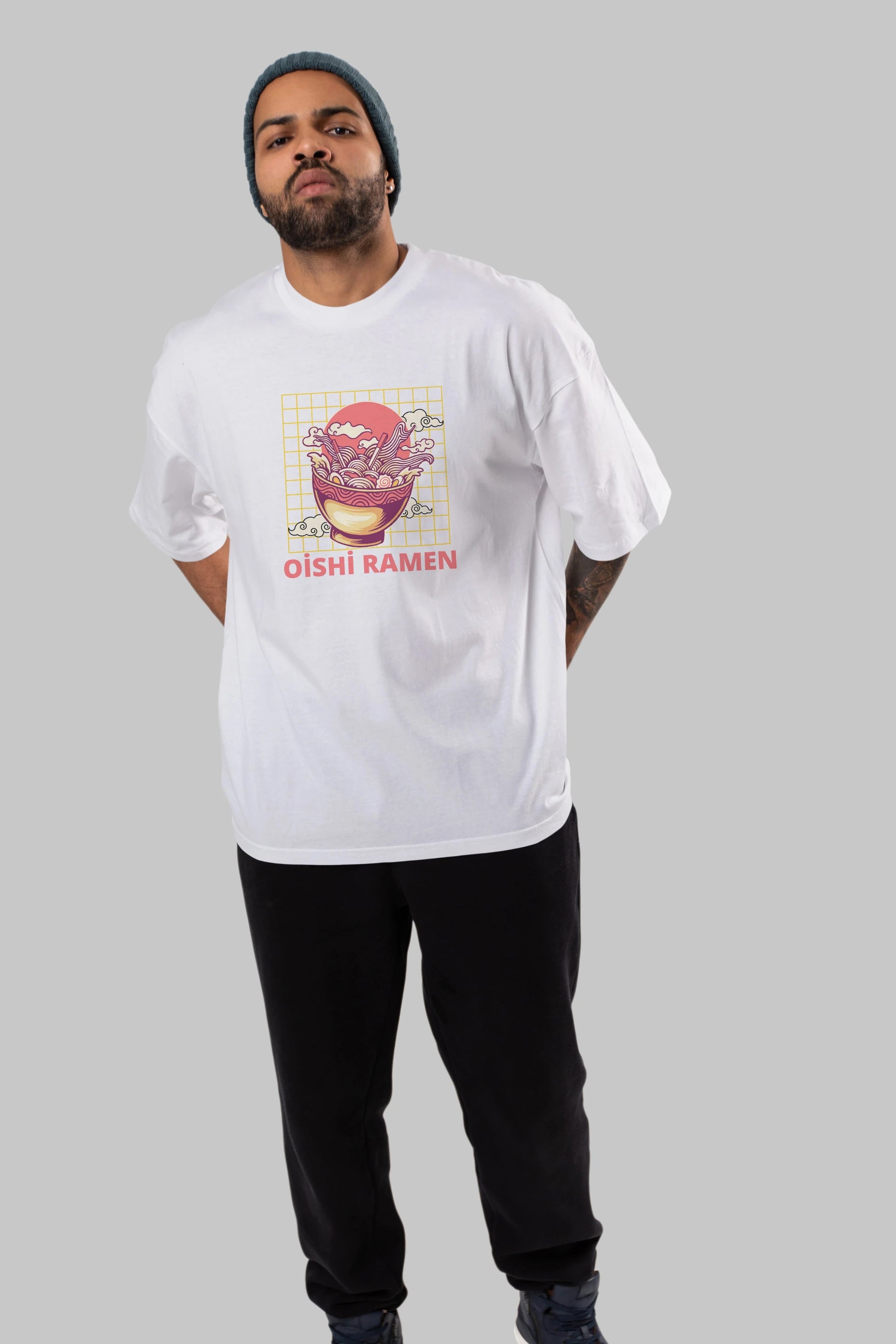 Oishi Ramen Yazılı Ön Baskılı Oversize t-shirt Erkek Kadın Unisex