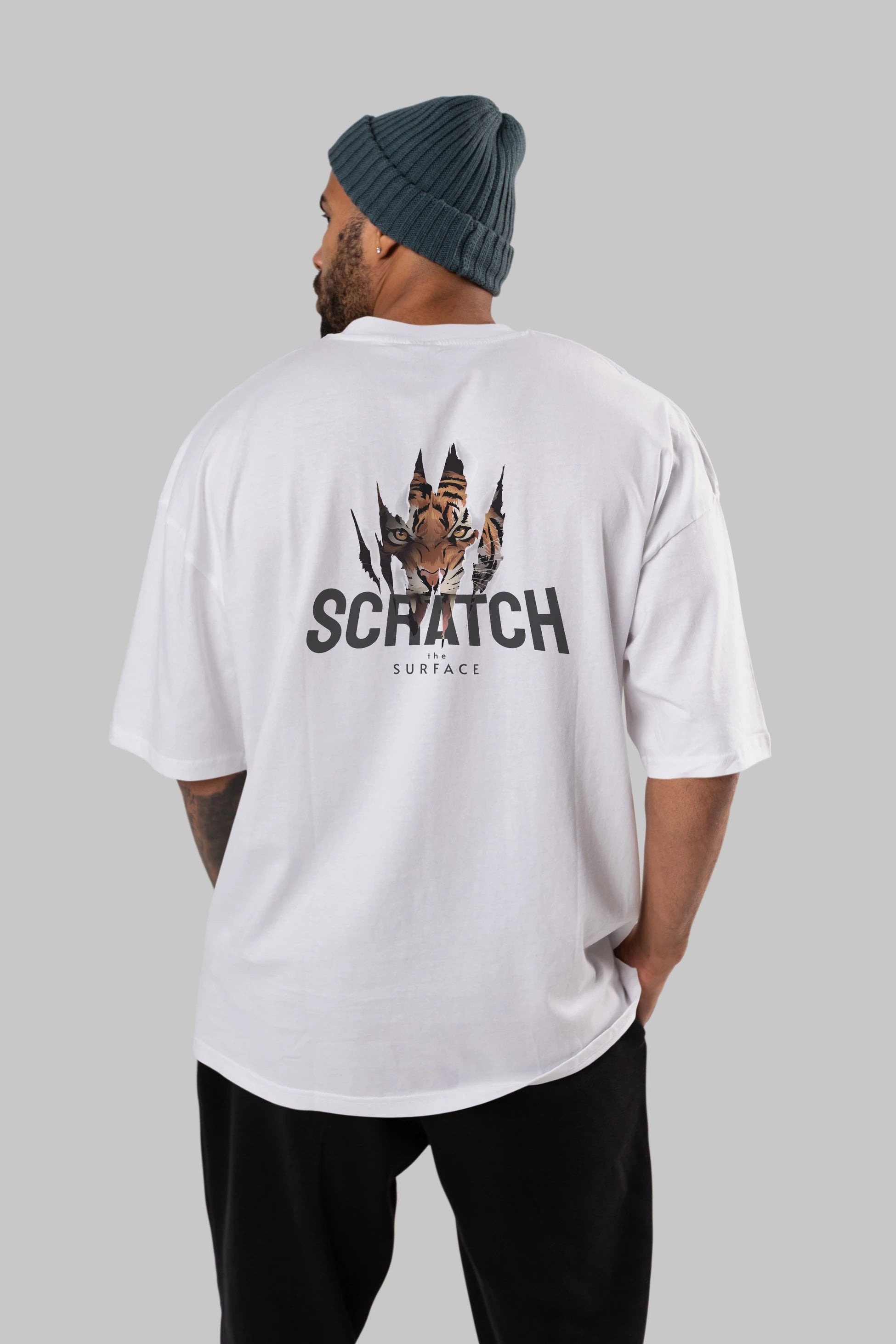 Teddy Bear Scratch Arka Baskılı Oversize t-shirt Erkek Kadın Unisex %100 Pamuk