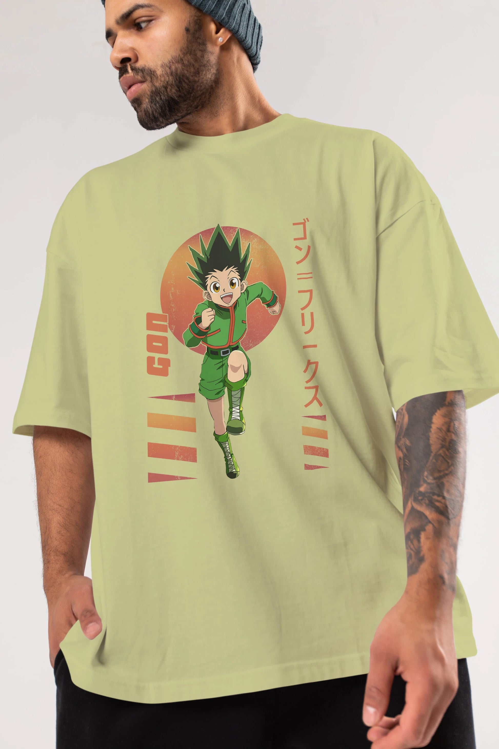 Gon Freecss HUNTER X HUNTER 2 Anime Ön Baskılı Oversize t-shirt %100 pamuk Erkek Kadın Unisex