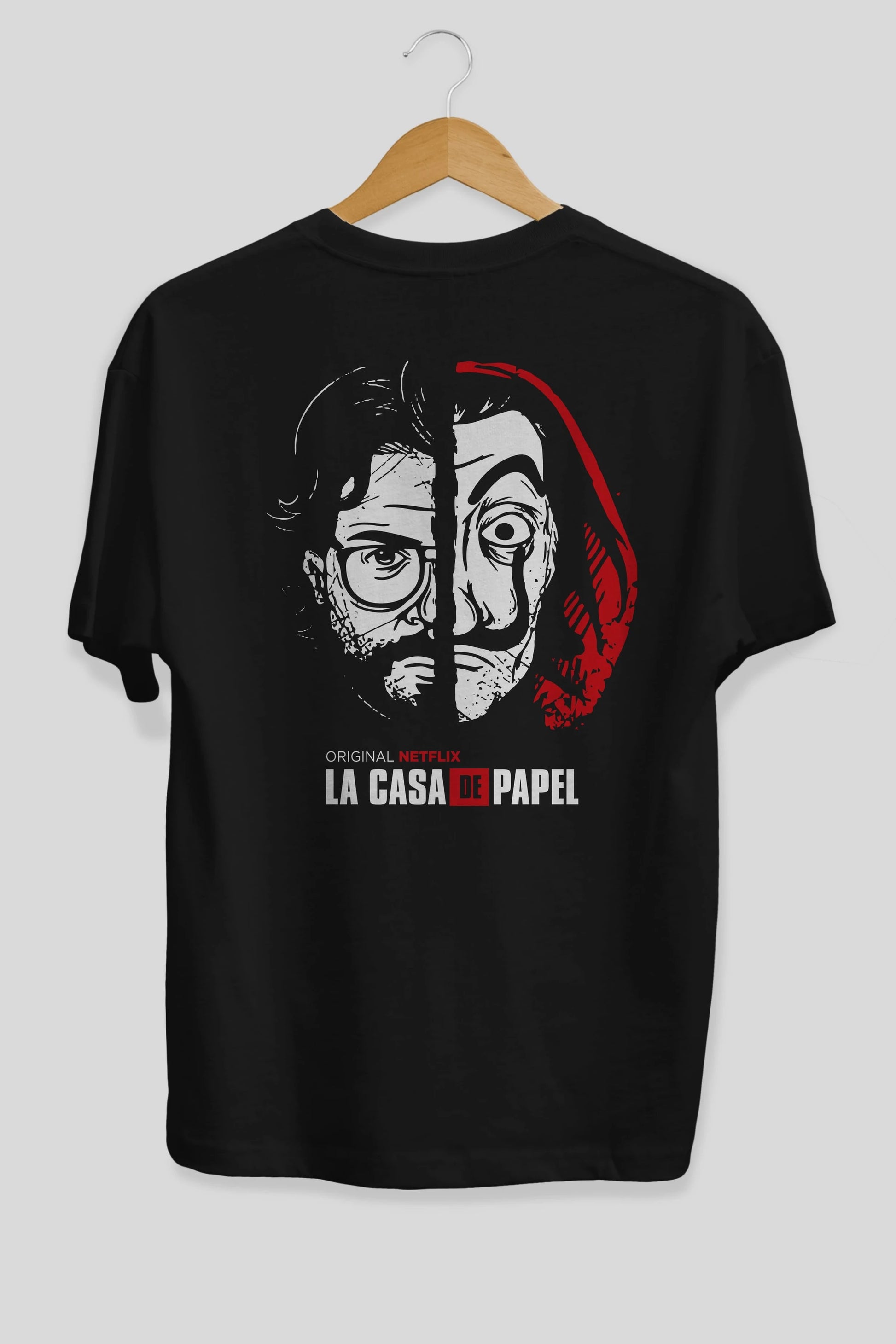 La Casa De Papel (9) Arka Baskılı Oversize t-shirt Erkek Kadın Unisex %100 Pamuk Bisiklet Yaka tişort