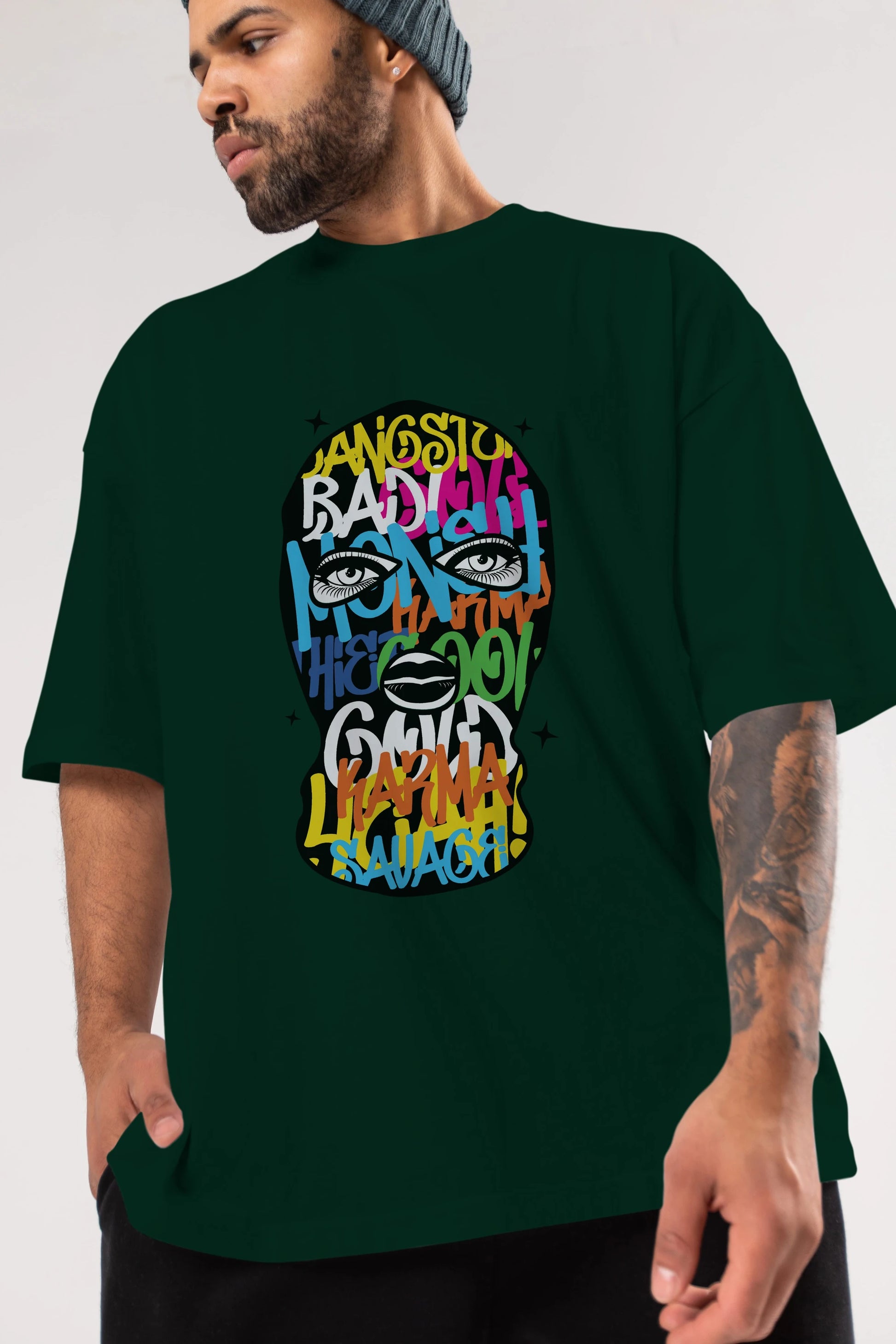 Karma Savage Ön Baskılı Oversize t-shirt Erkek Kadın Unisex