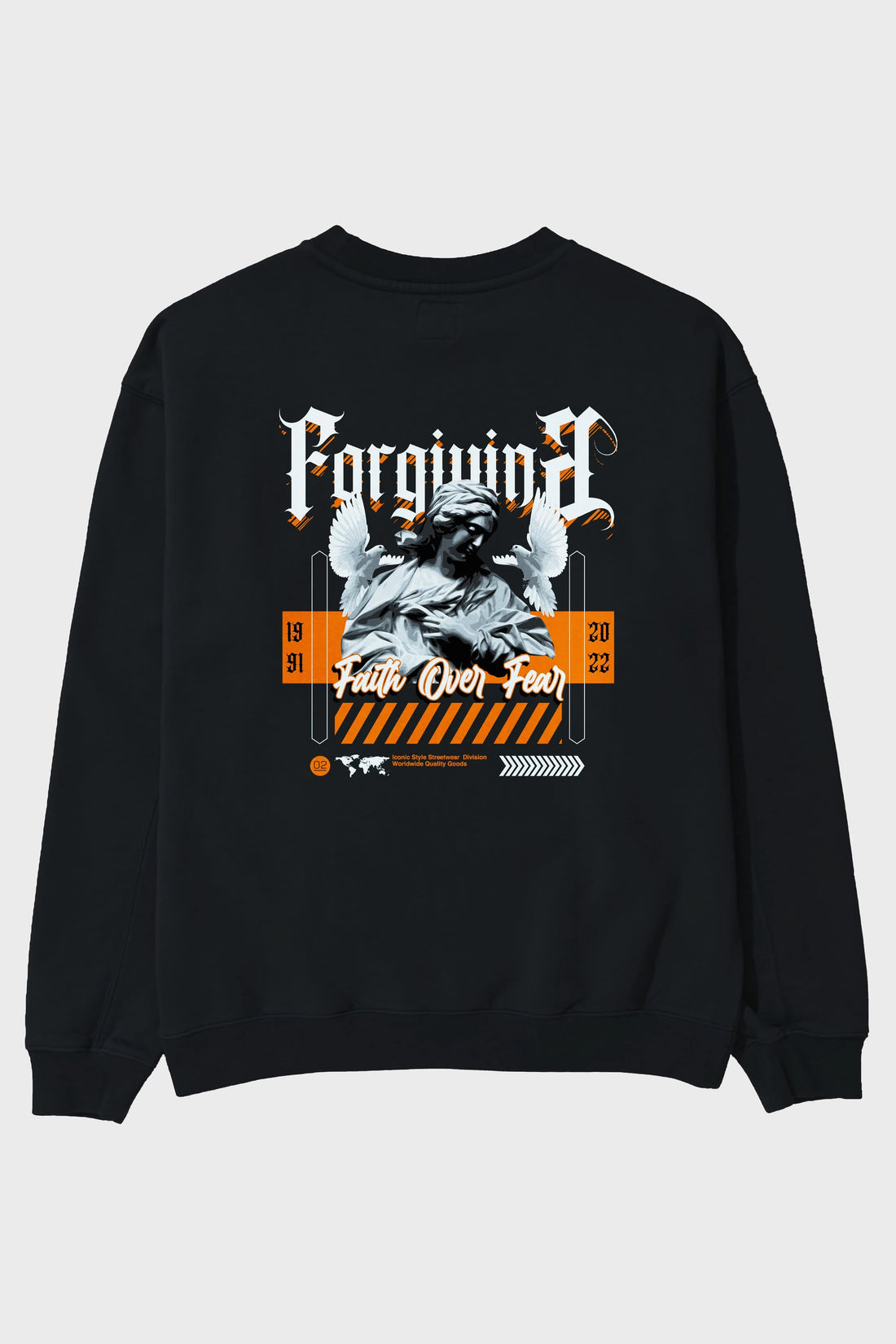Faith Over Fear 2 Arka Baskılı Oversize Sweatshirt Erkek Kadın Unisex