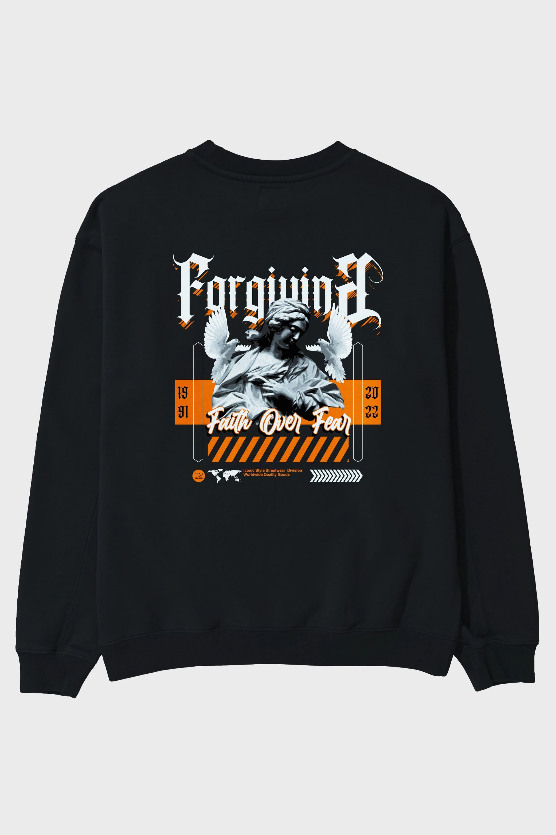 Faith Over Fear 2 Arka Baskılı Oversize Sweatshirt Erkek Kadın Unisex