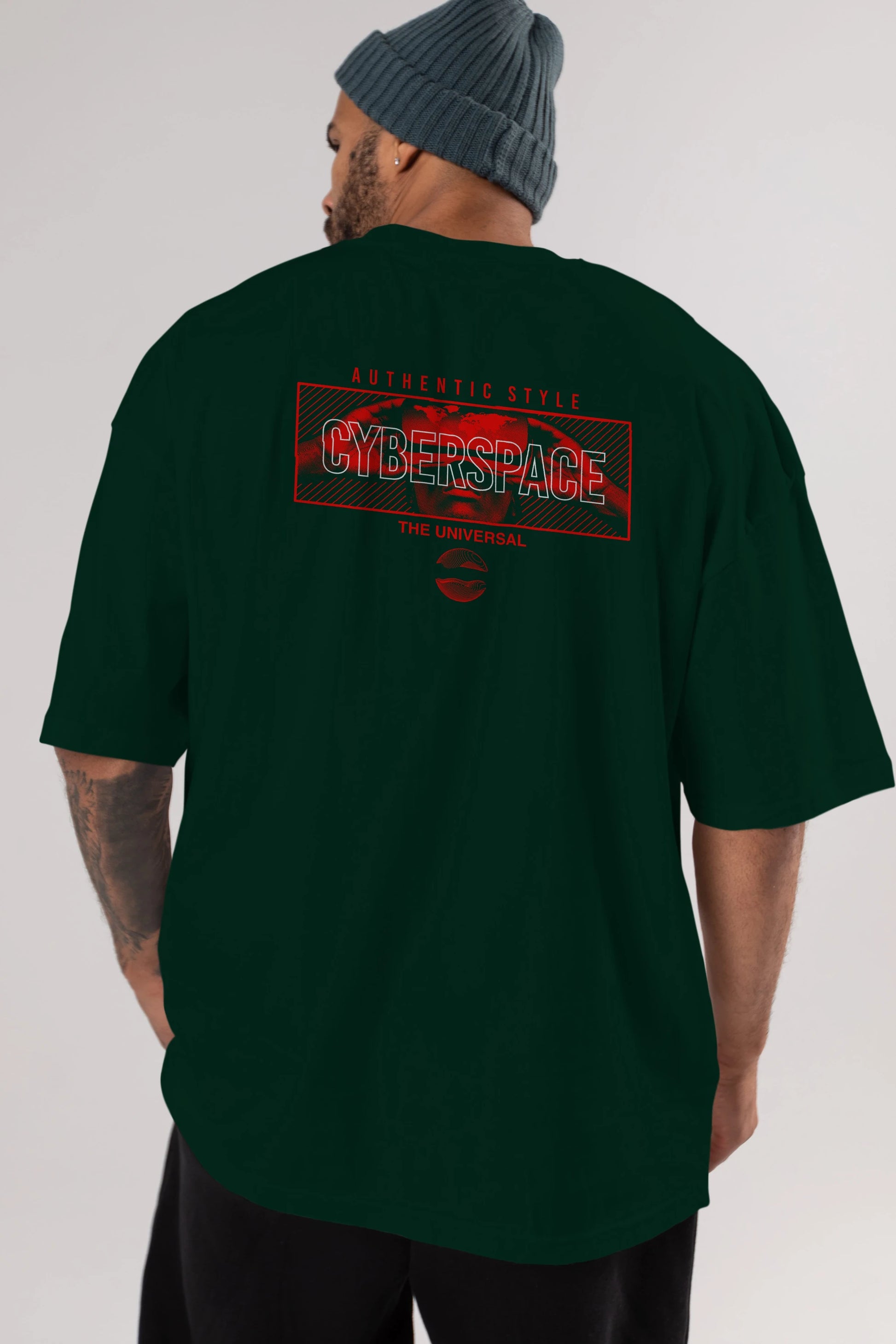 Cyberspace Arka Baskılı Oversize t-shirt Erkek Kadın Unisex