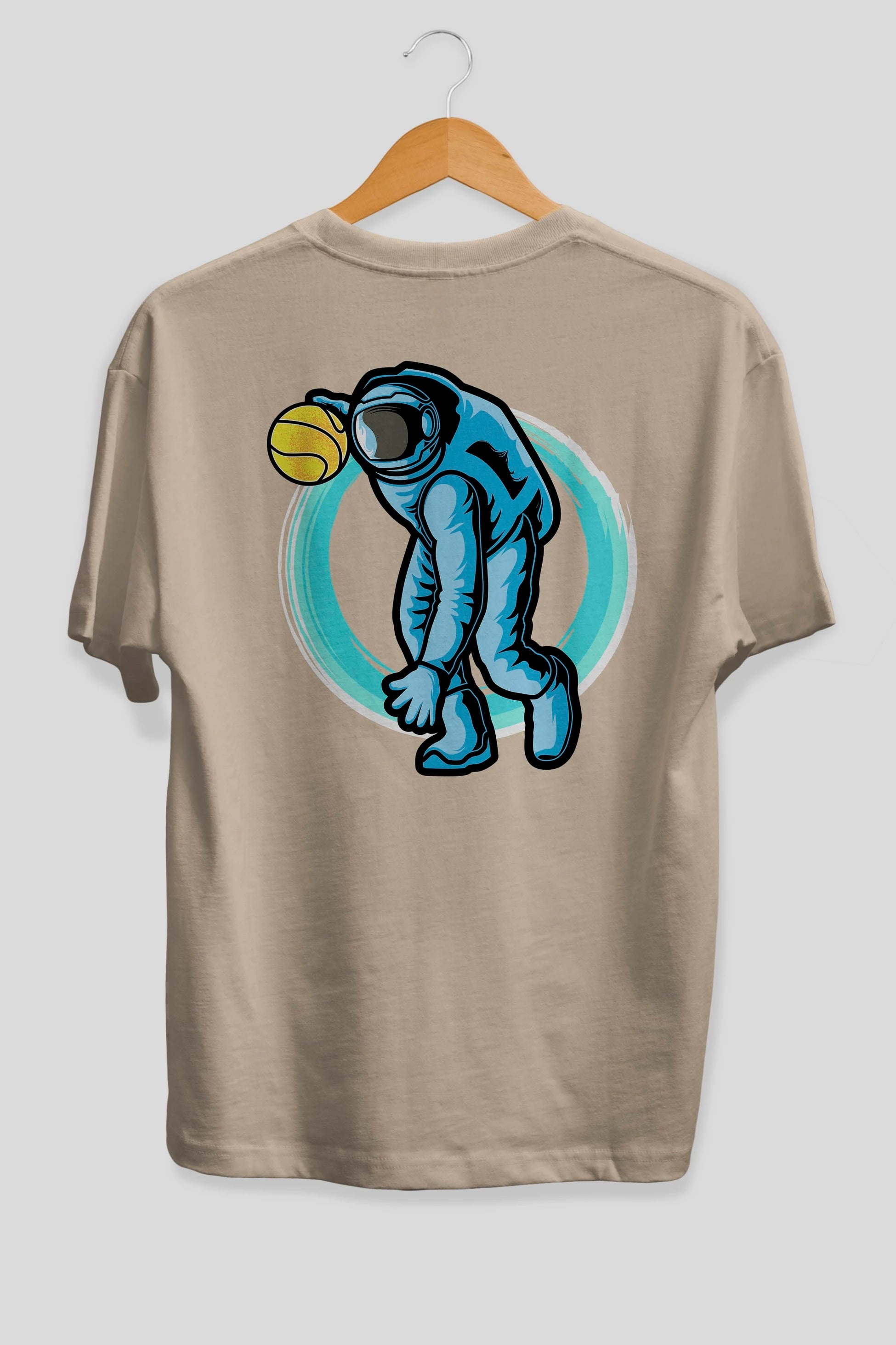 Astronaut Dribble Arka Baskılı Oversize t-shirt Erkek Kadın Unisex