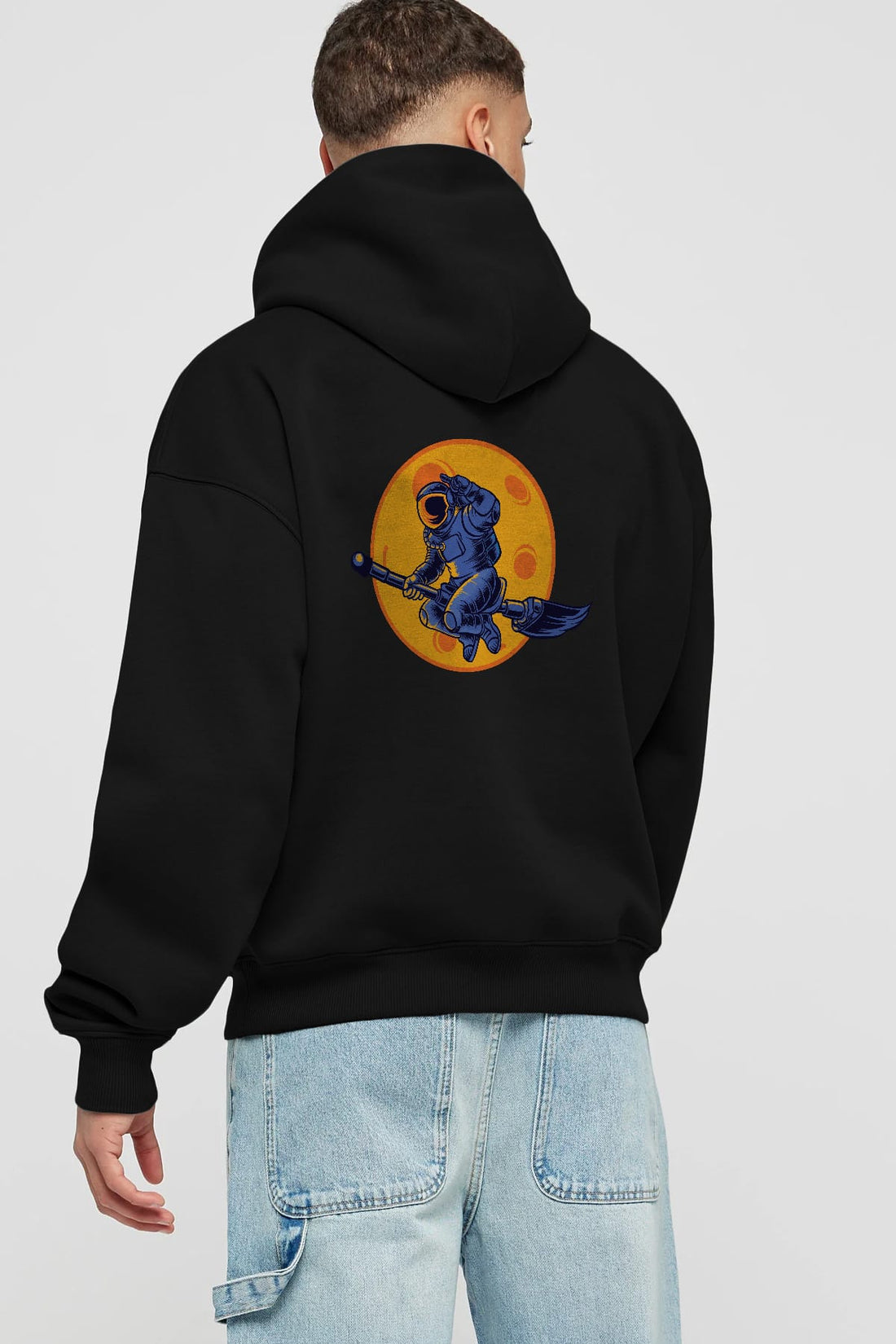 Space Witch Arka Baskılı Hoodie Oversize Kapüşonlu Sweatshirt Erkek Kadın Unisex