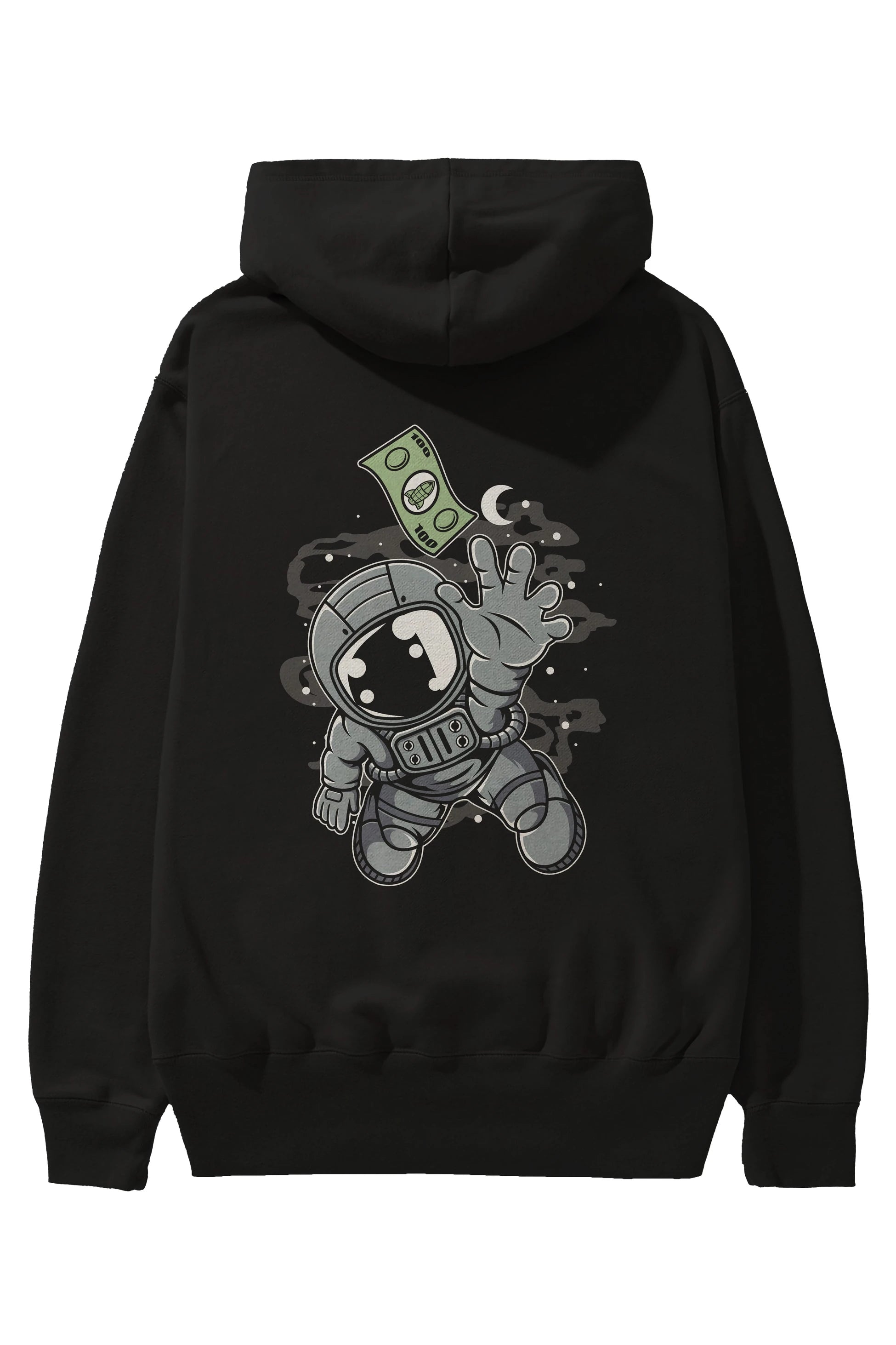 Astronaut Dollar Arka Baskılı Hoodie Oversize Kapüşonlu Sweatshirt Erkek Kadın Unisex