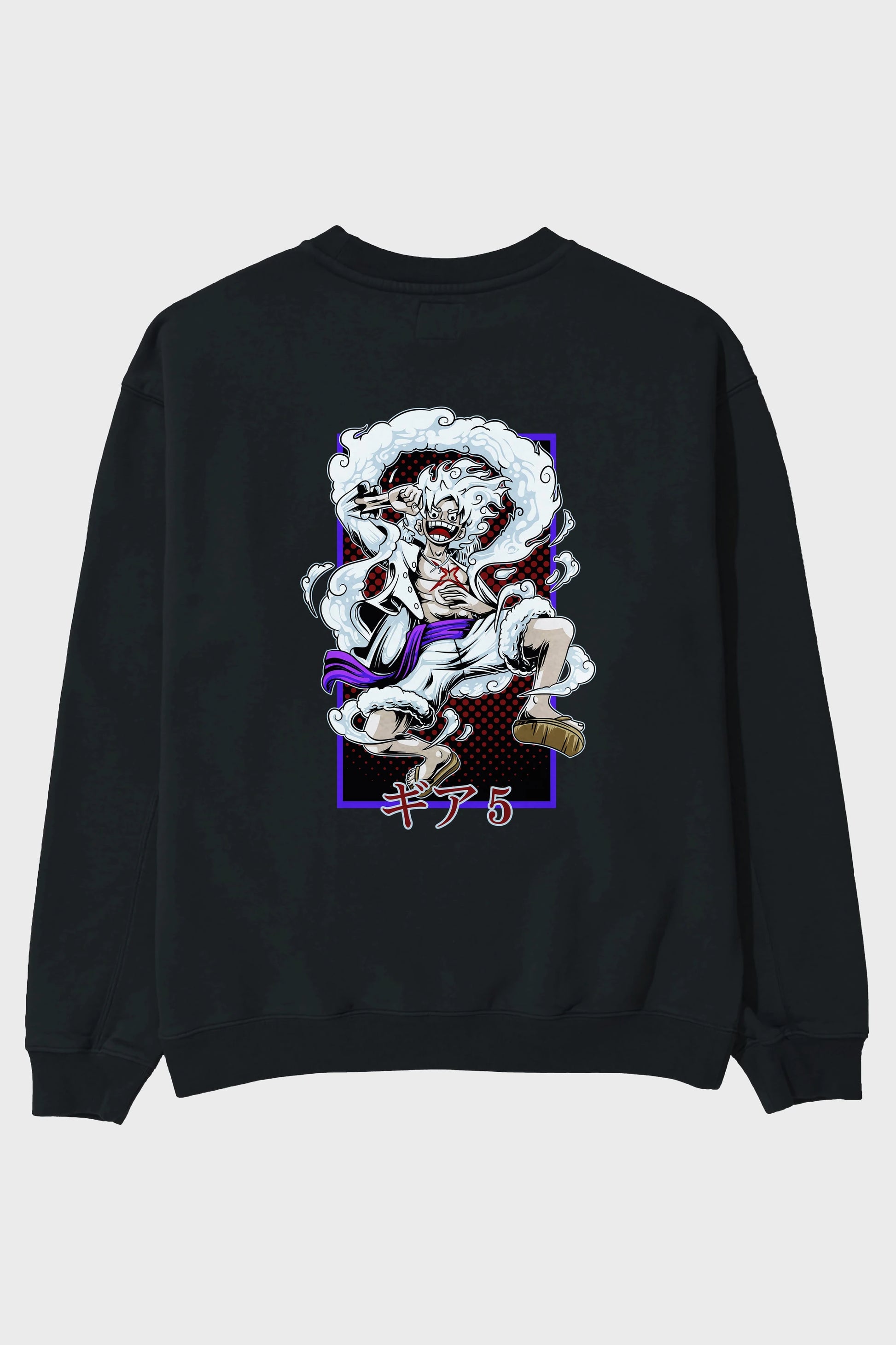 LUFFY GEAR 5 RECUADRO Anime Arka Baskılı Oversize Sweatshirt Erkek Kadın Unisex