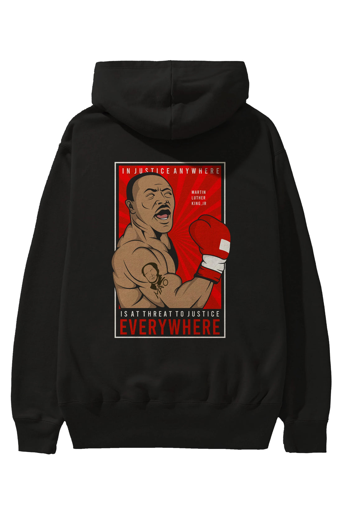 Luther King Boxer Arka Baskılı Hoodie Oversize Kapüşonlu Sweatshirt Erkek Kadın Unisex