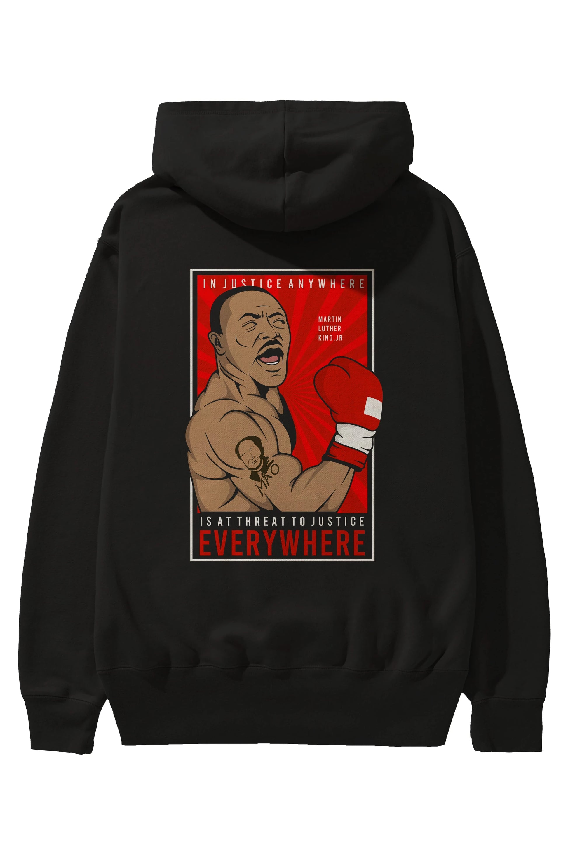 Luther King Boxer Arka Baskılı Hoodie Oversize Kapüşonlu Sweatshirt Erkek Kadın Unisex