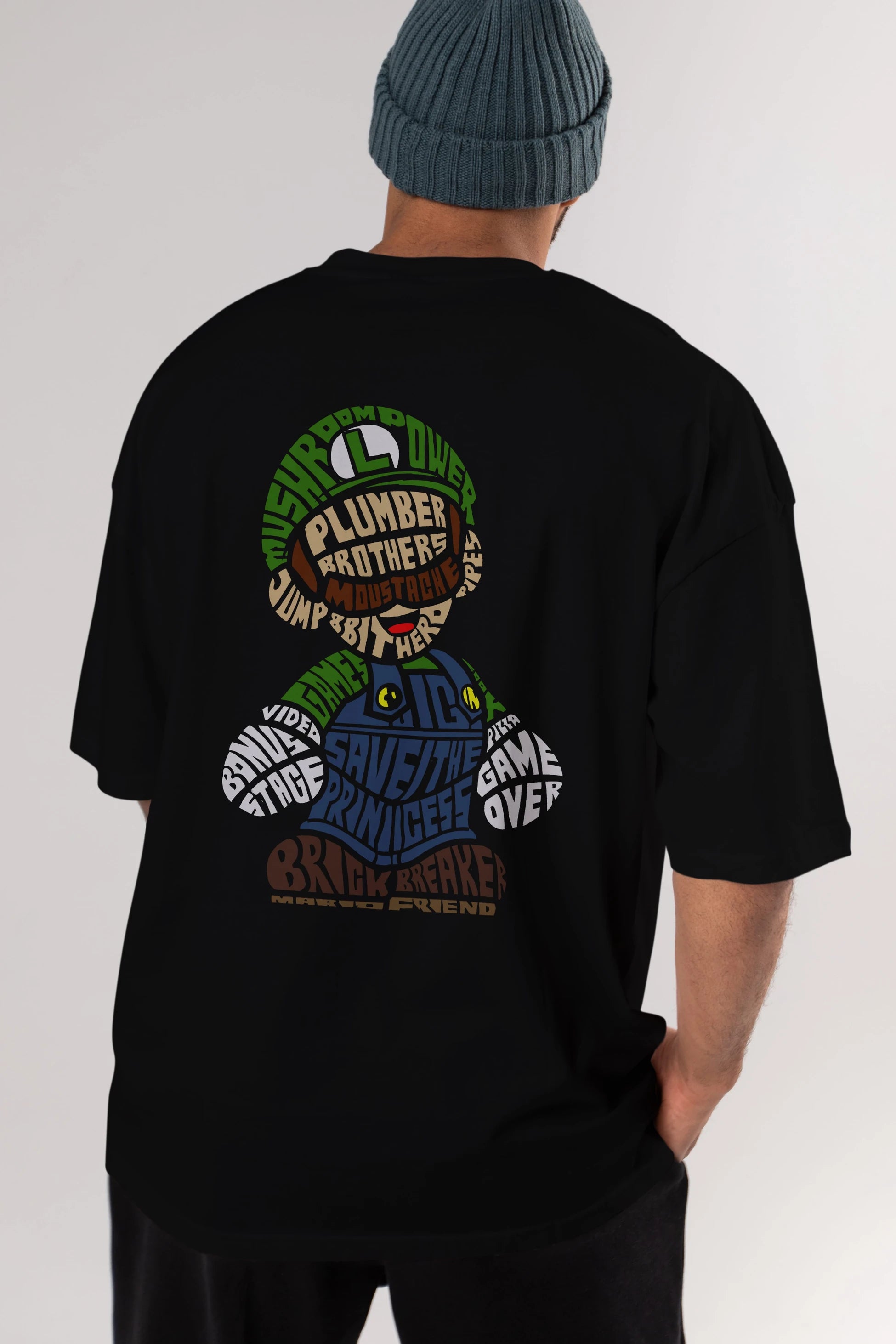 Plumber Brothers Arka Baskılı Oversize t-shirt %100 pamuk Erkek Kadın Unisex